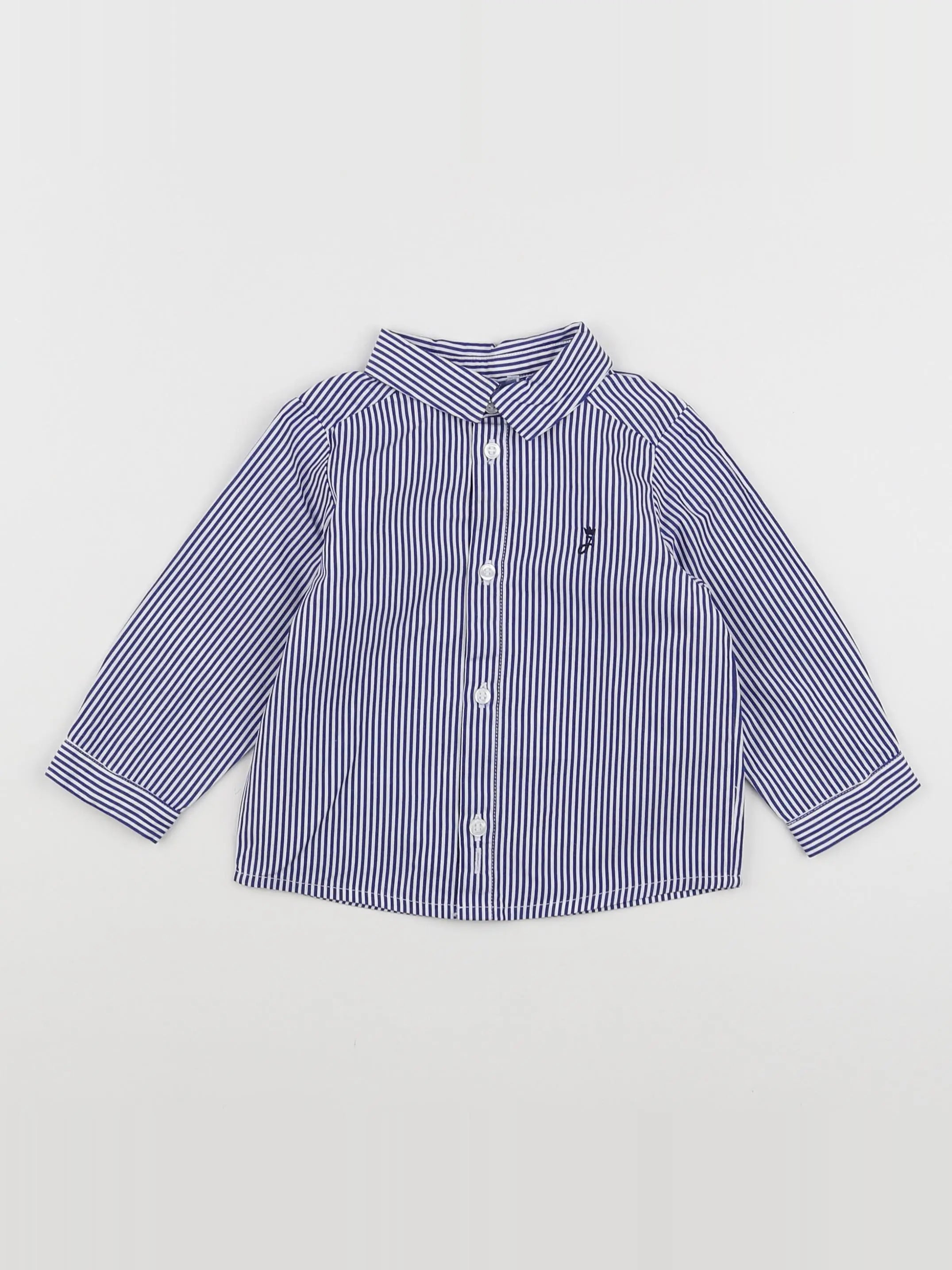 Jacadi - chemise blanc, bleu - 12 mois