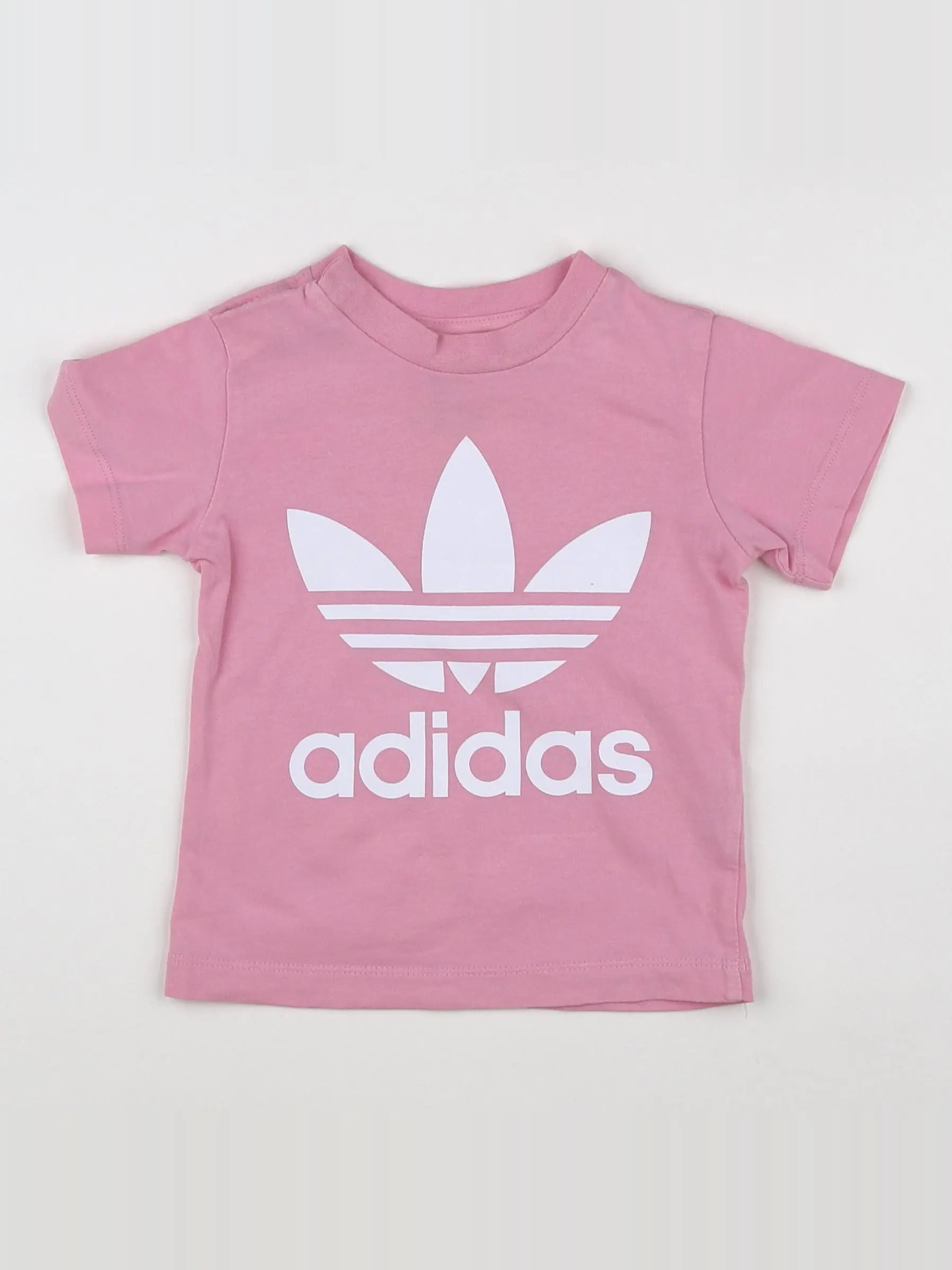 Adidas - tee-shirt blanc, rose - 18 mois