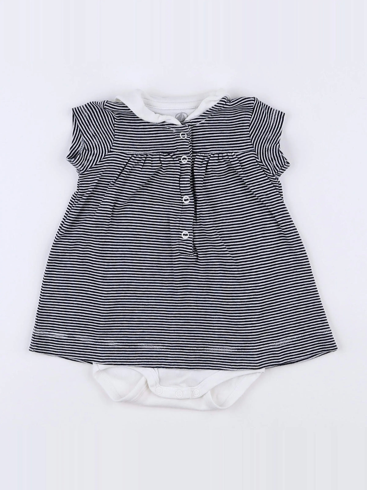 Petit Bateau - body vetement bleu, blanc - 3 mois