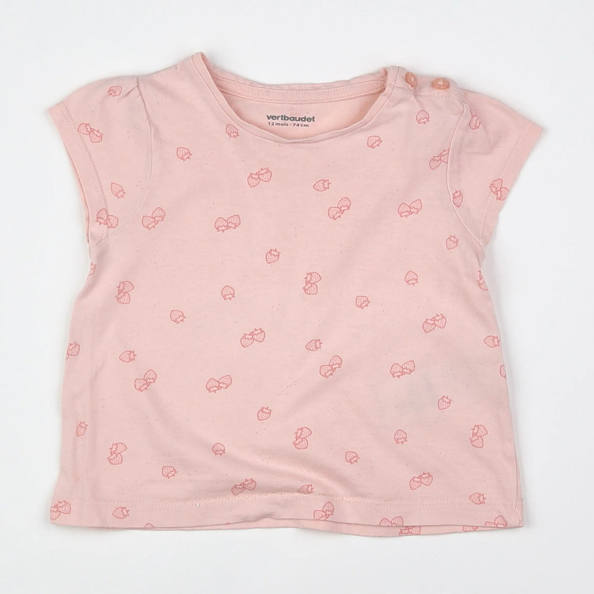 Vertbaudet - tee-shirt rose - 12 mois