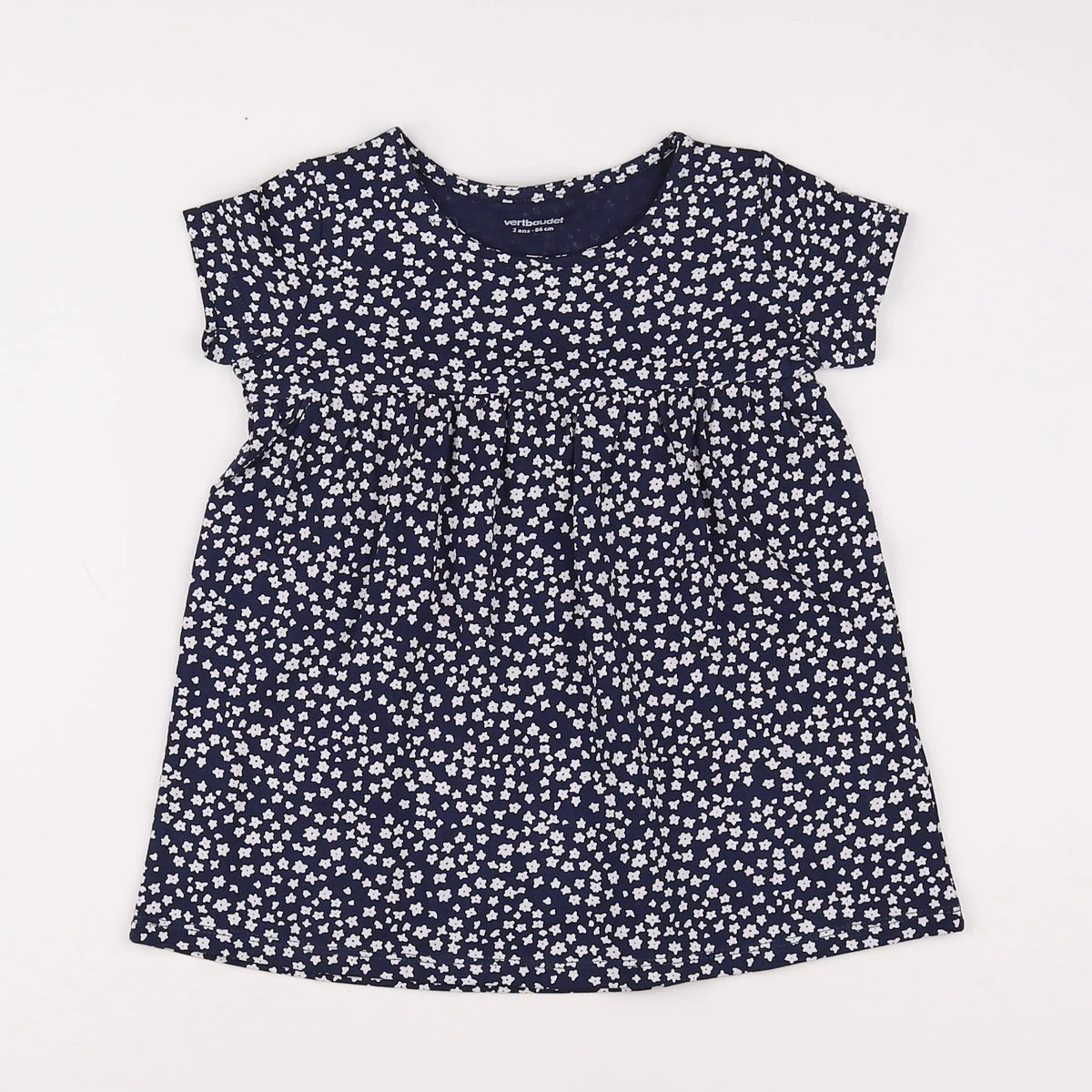 Vertbaudet - robe bleu, blanc - 2 ans
