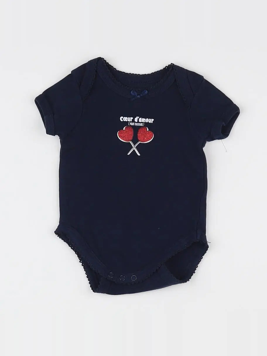 Vertbaudet - body bleu, rouge - 3 mois