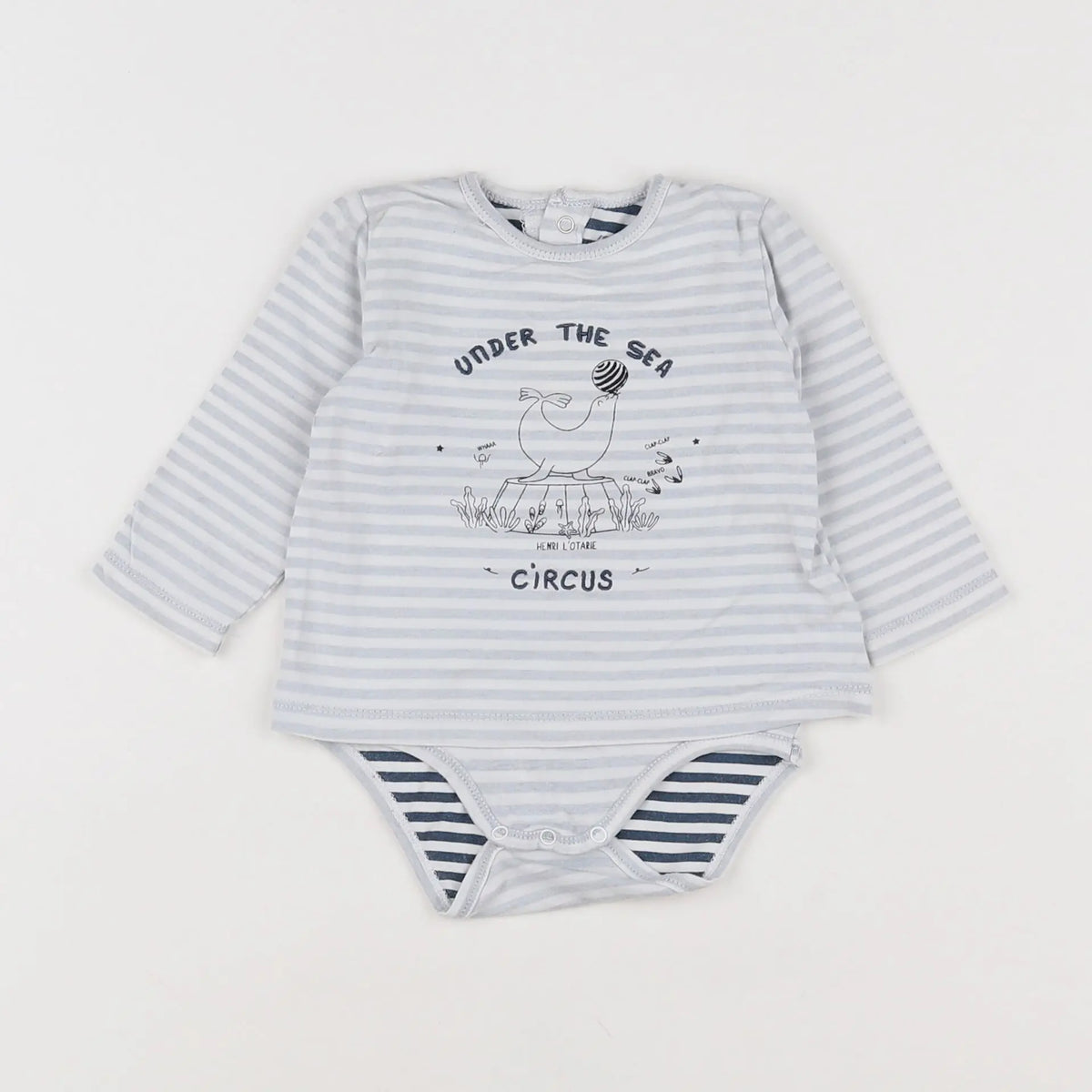 Vertbaudet - body tee-shirt blanc, gris - 3 mois