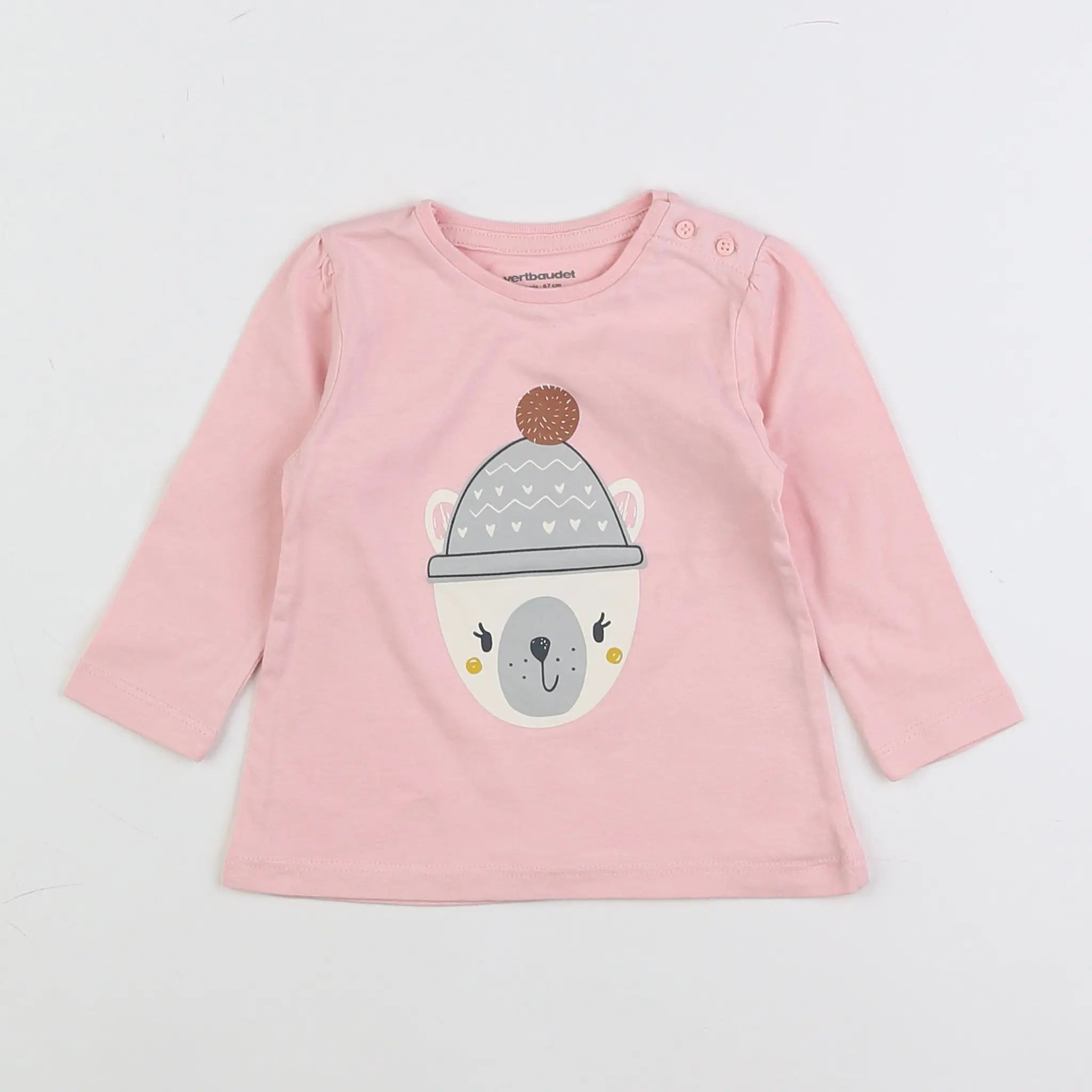 Vertbaudet - tee-shirt rose - 6 mois