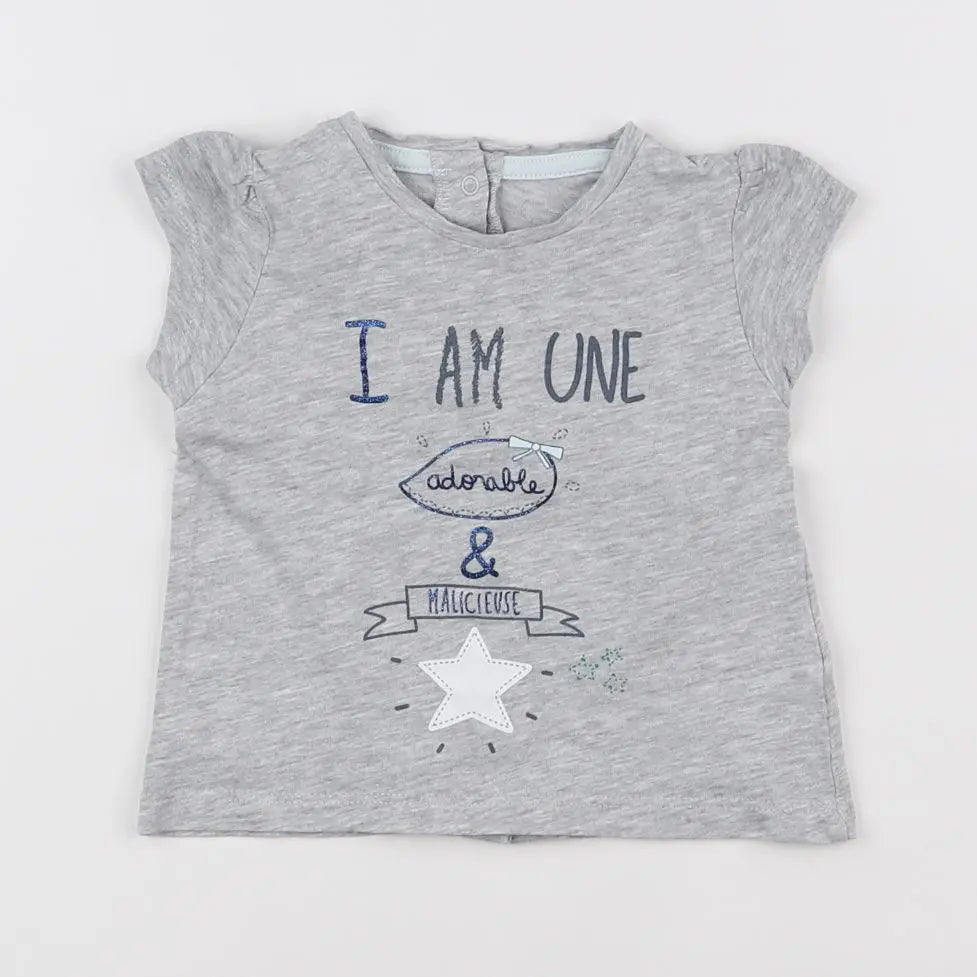 Vertbaudet - tee-shirt gris - 3 mois