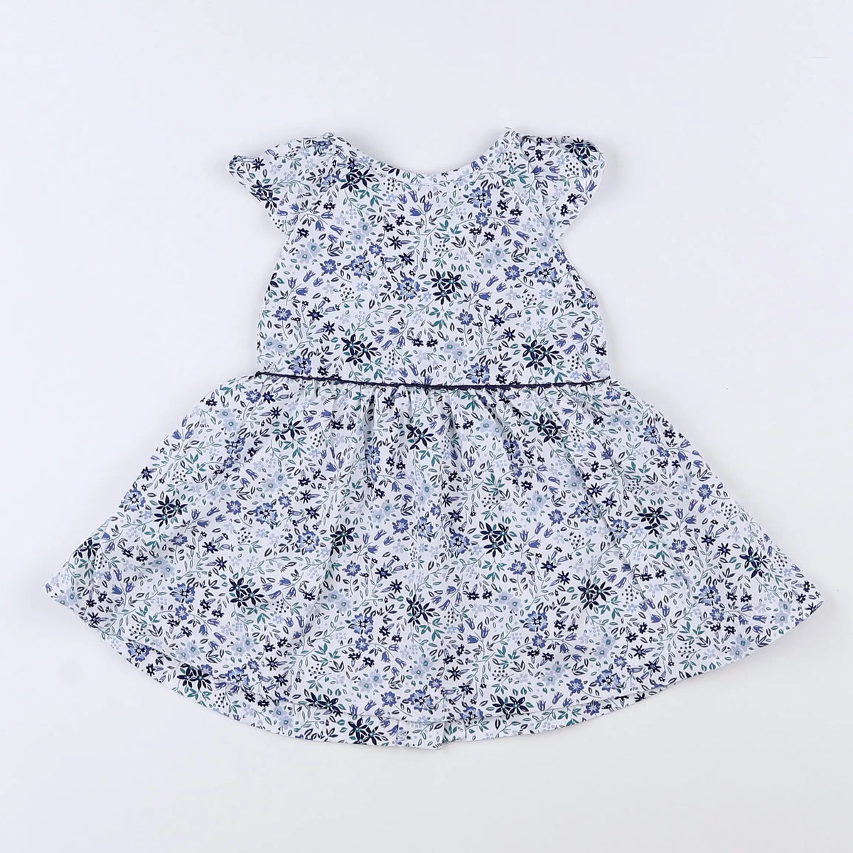 Vertbaudet - robe blanc, bleu - 3 mois
