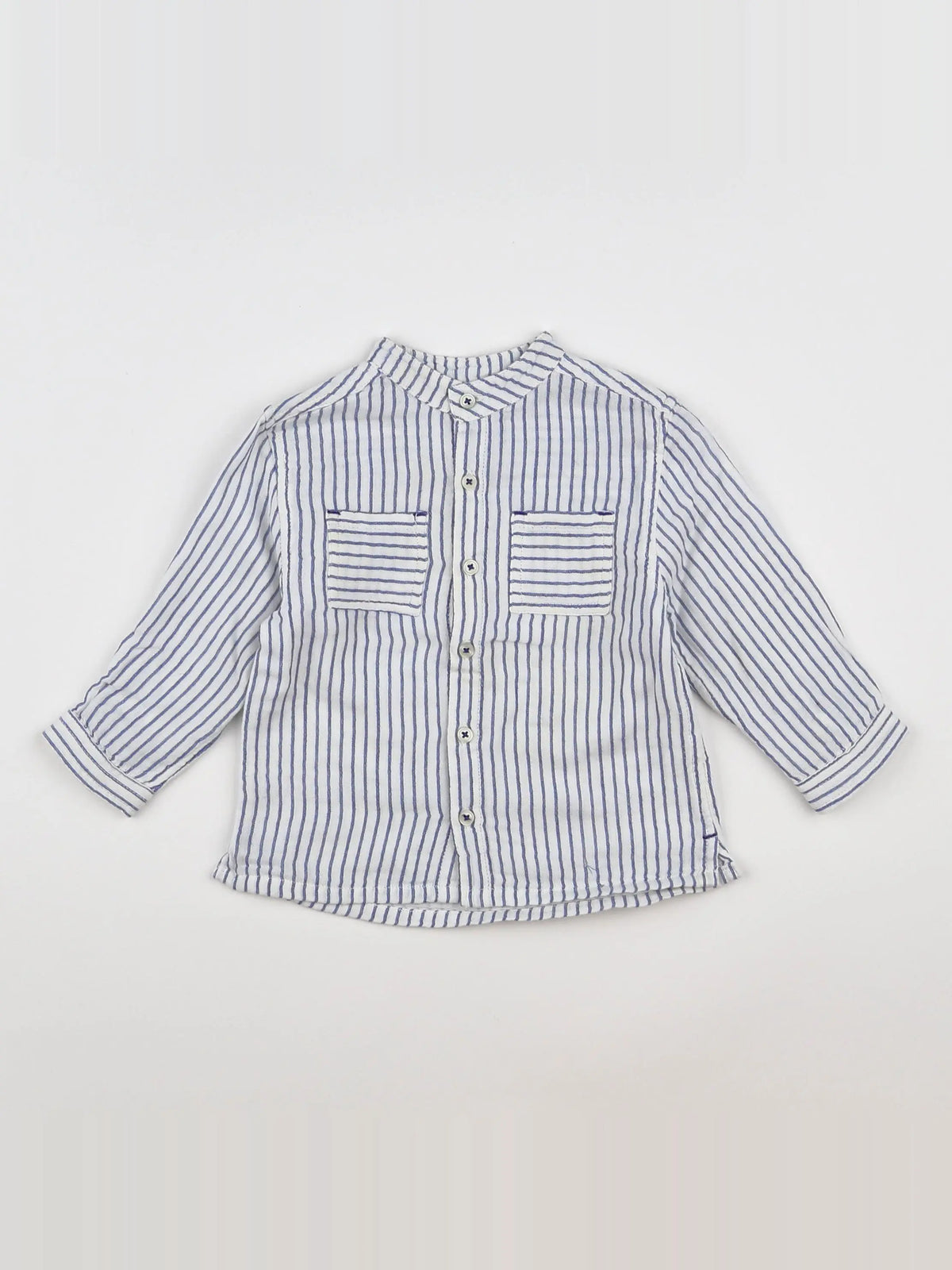 Boutchou - chemise blanc, bleu - 9 mois