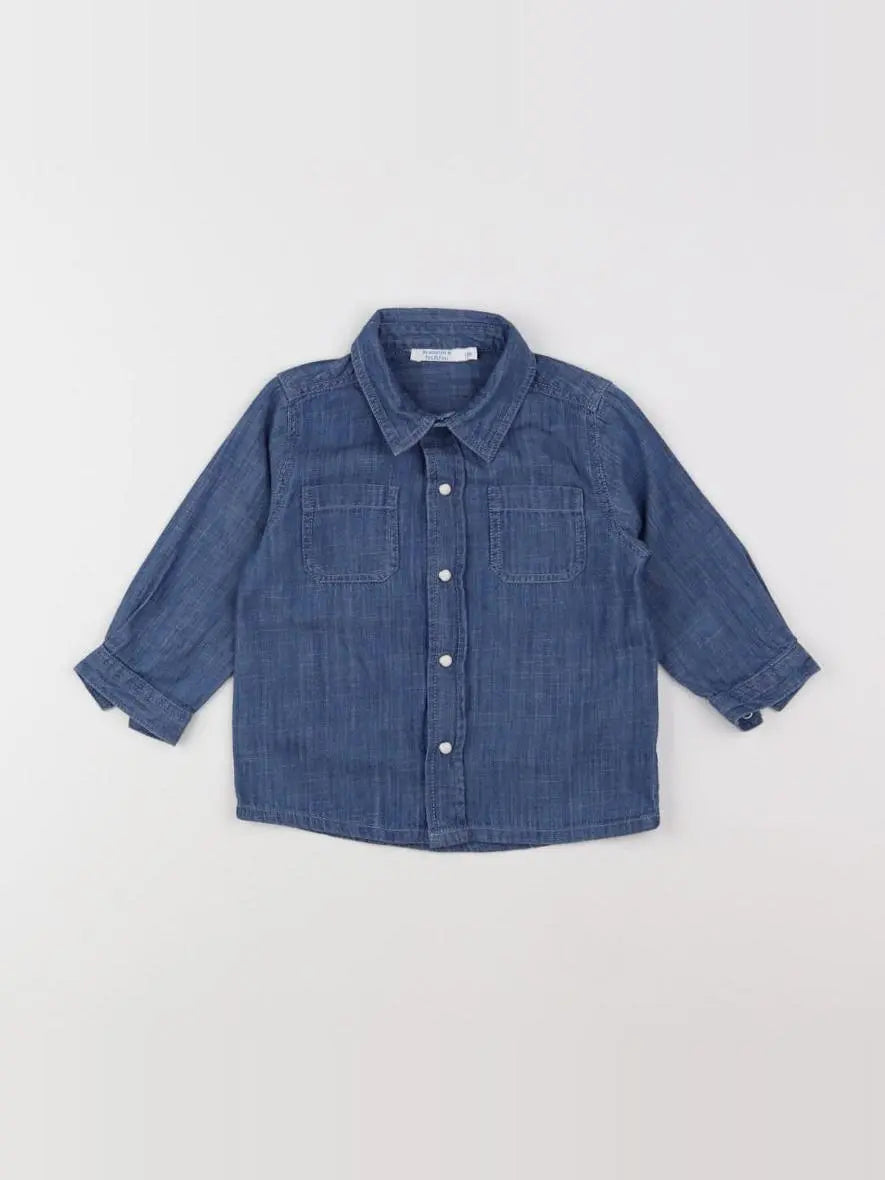 Boutchou - chemise bleu - 12 mois