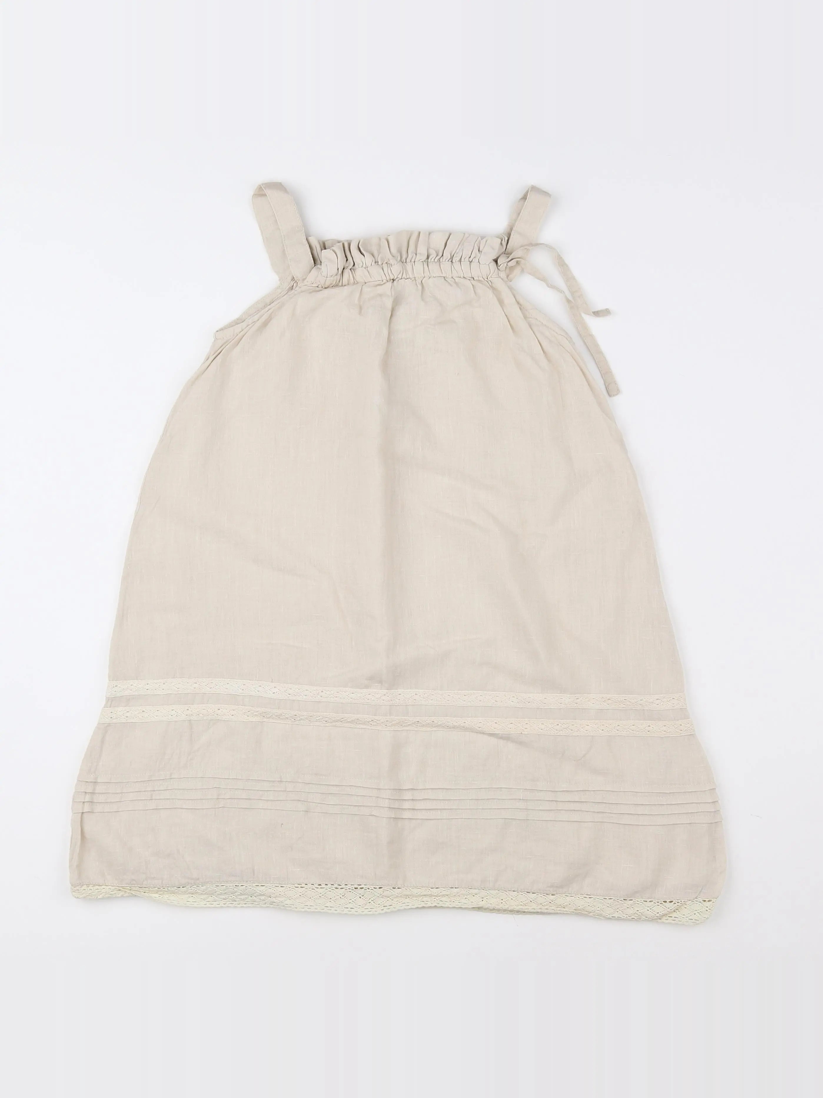 Bonnet à Pompon - robe beige - 8 ans