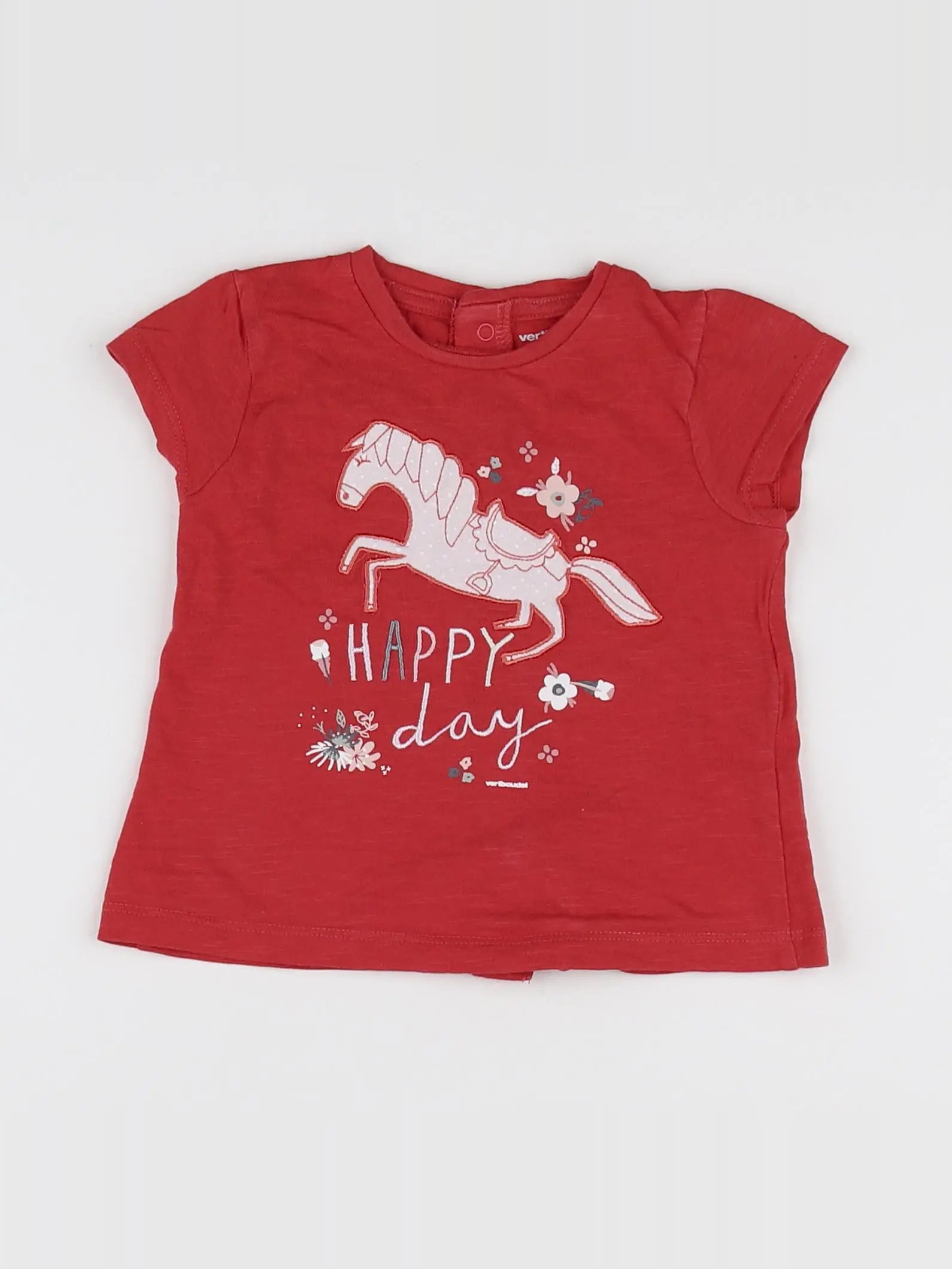 Vertbaudet - tee-shirt rouge - 9 mois