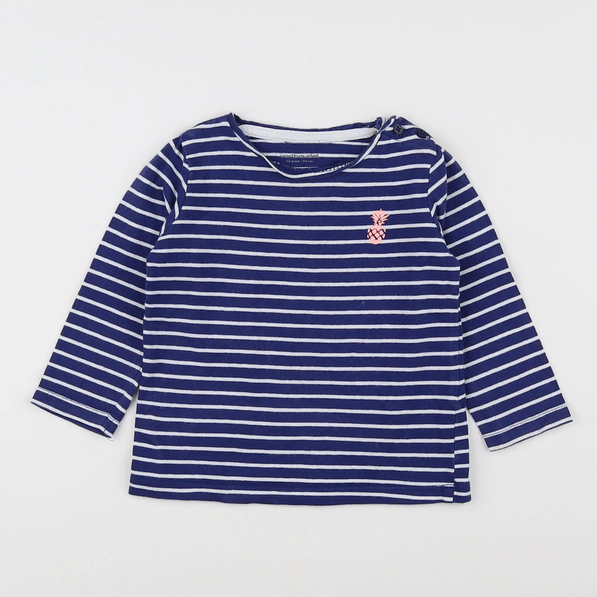 Vertbaudet - tee-shirt blanc, bleu - 12 mois