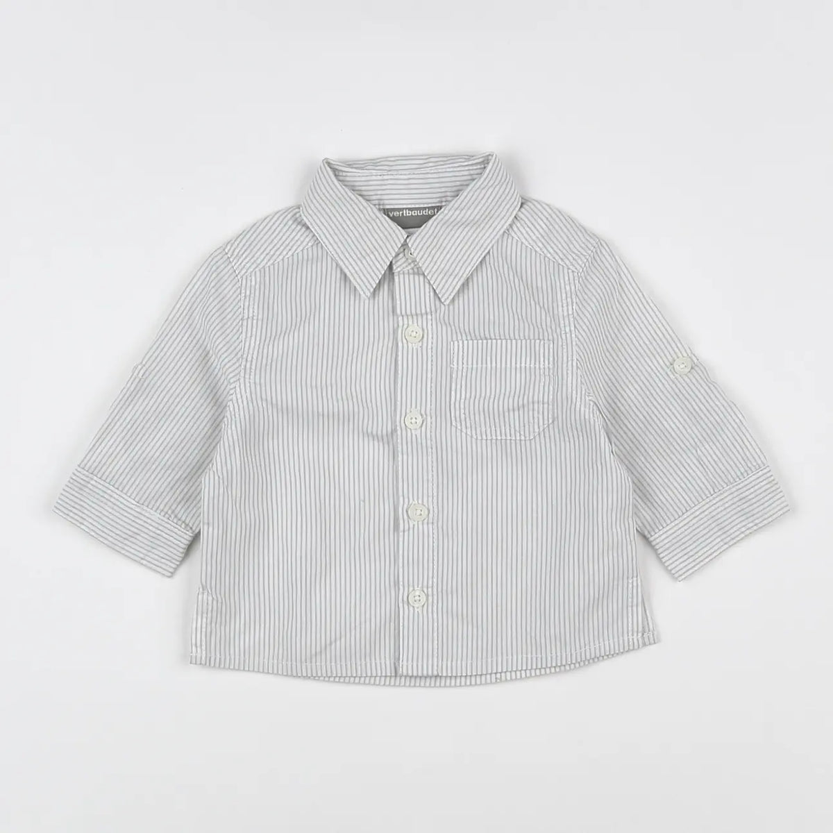 Vertbaudet - chemise gris, blanc - 3 mois