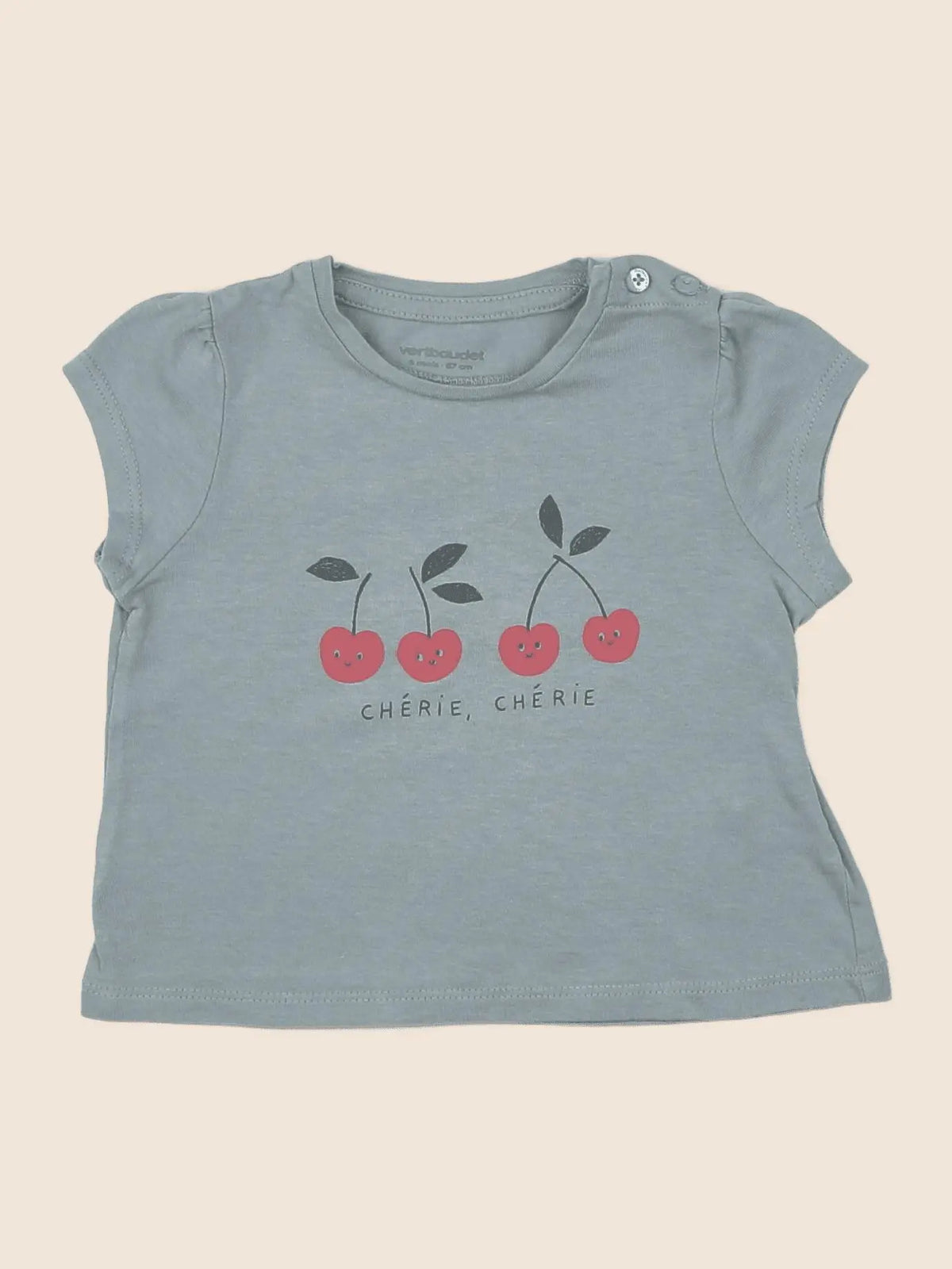 Vertbaudet - tee-shirt bleu - 6 mois