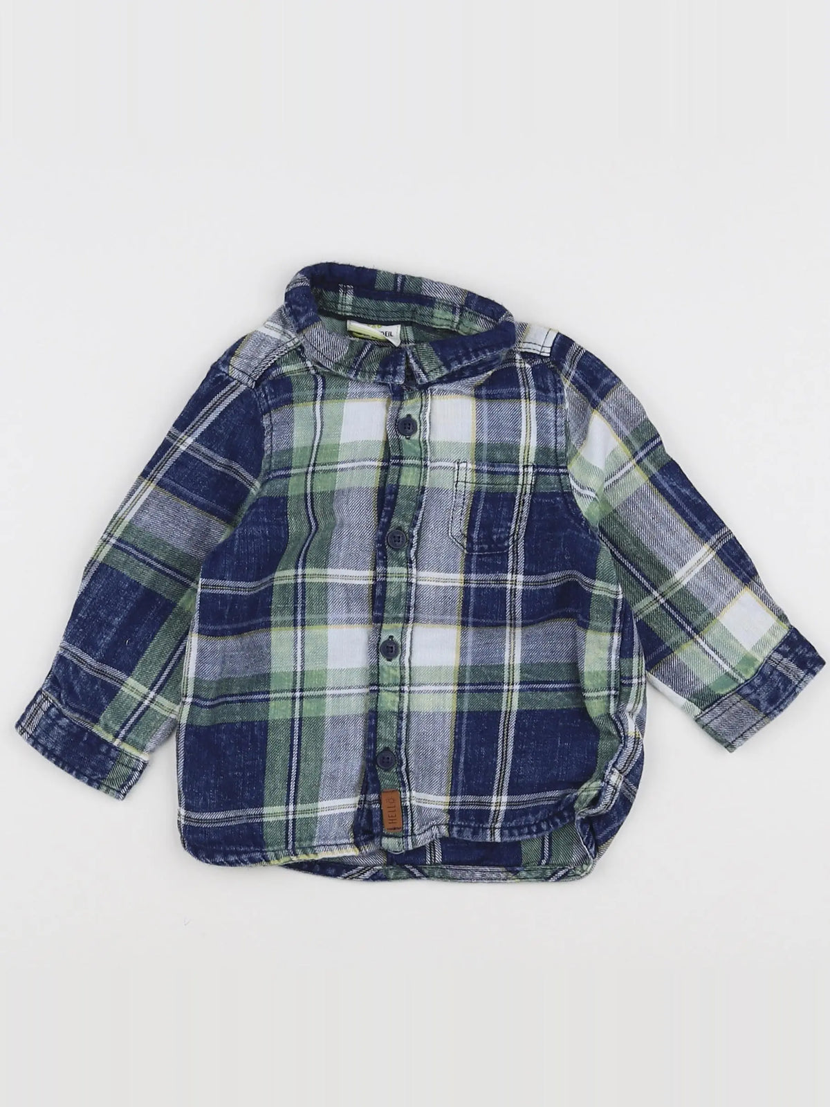 Tape à l'oeil - chemise bleu, vert - 9 mois