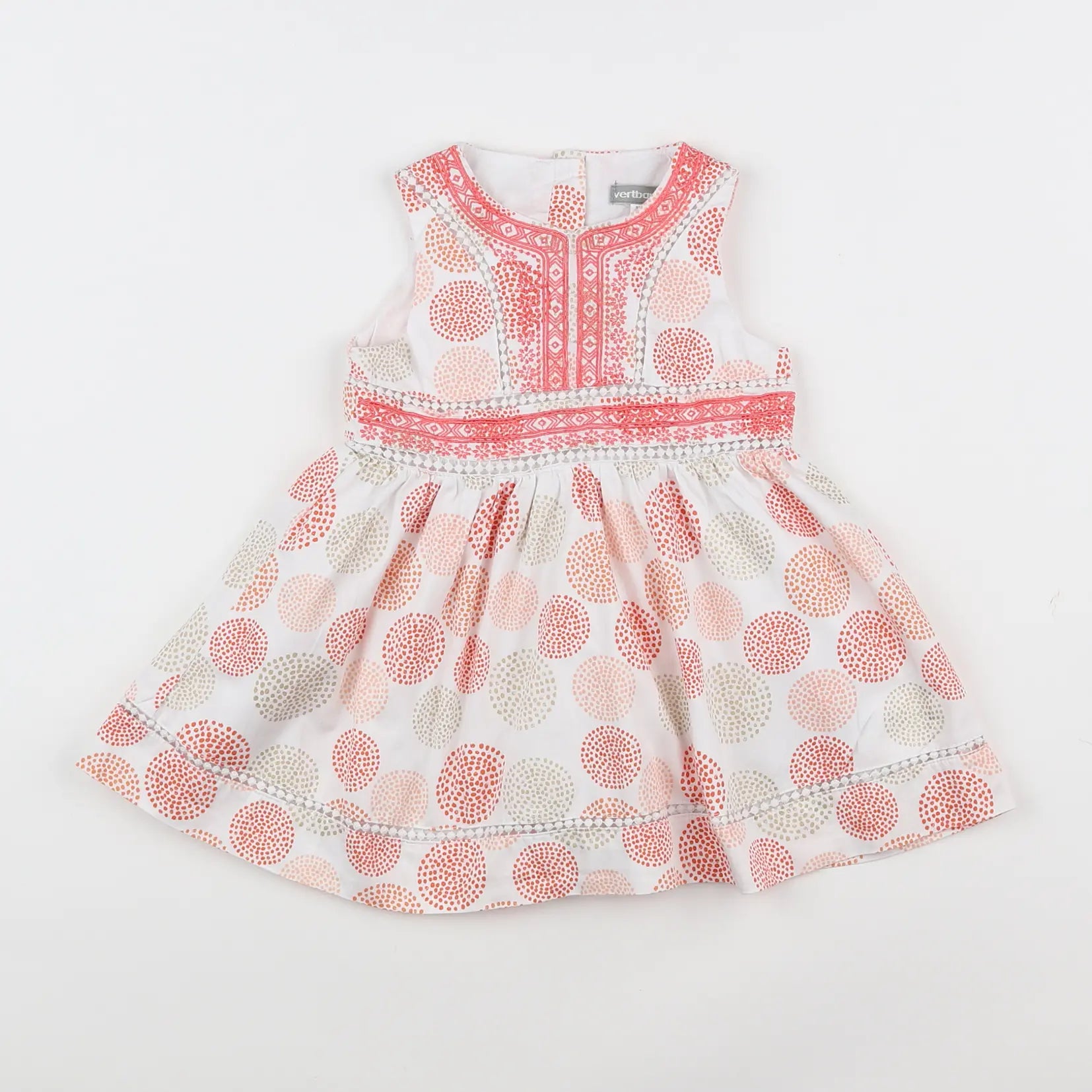 Vertbaudet - robe blanc, orange - 18 mois