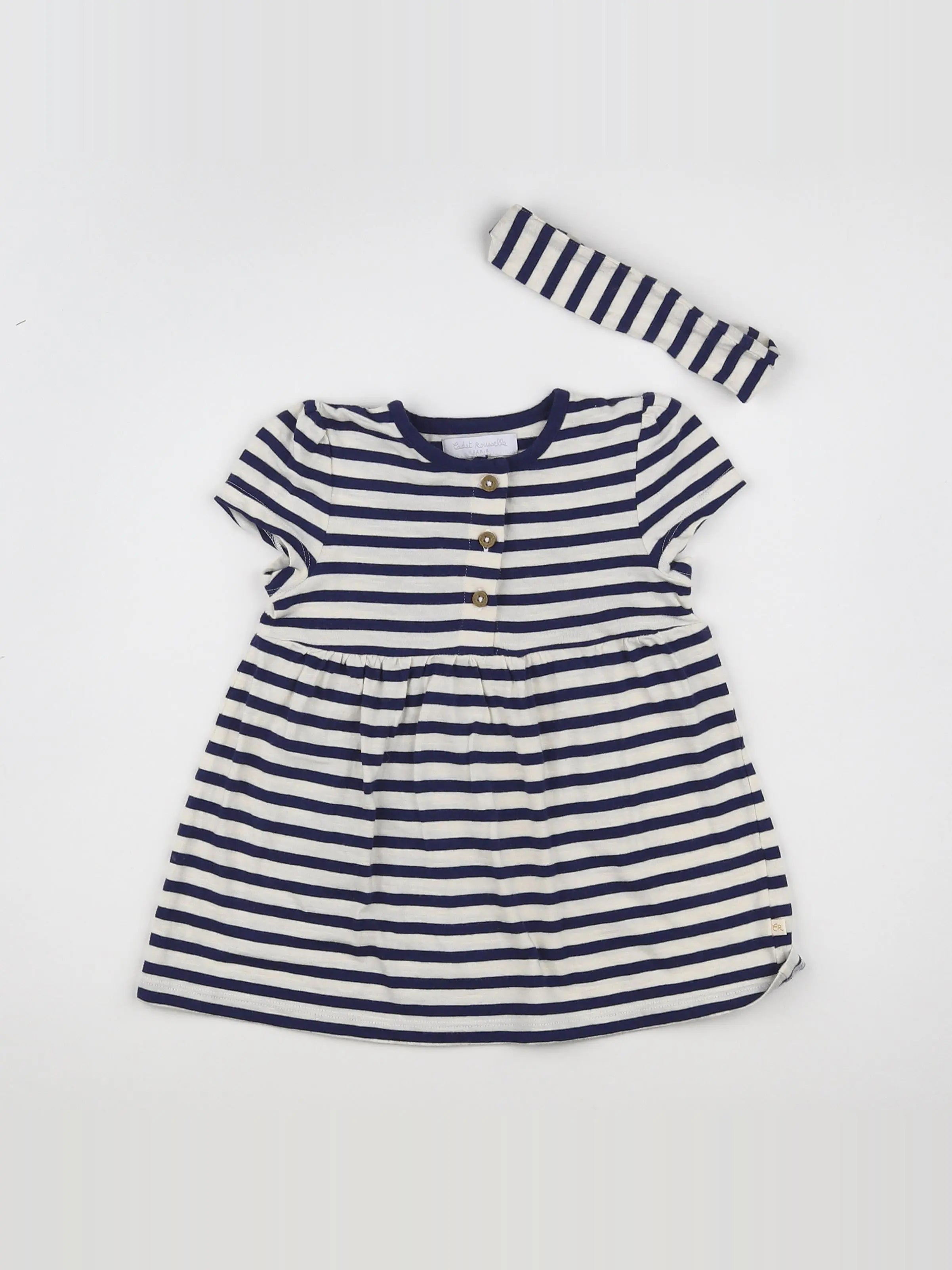 Cadet Rousselle - robe blanc, bleu - 12 mois