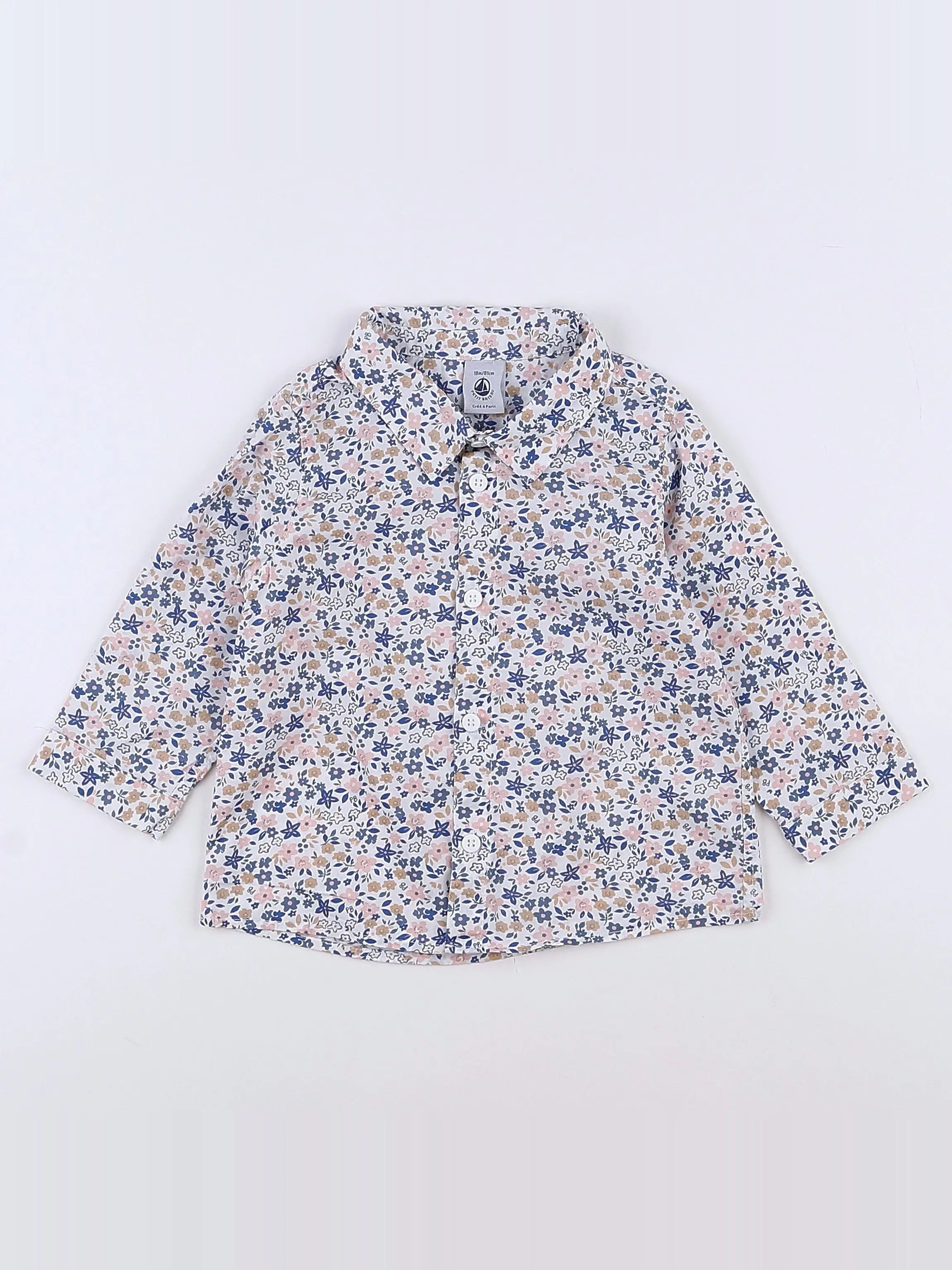 Petit Bateau - blouse bleu - 18 mois