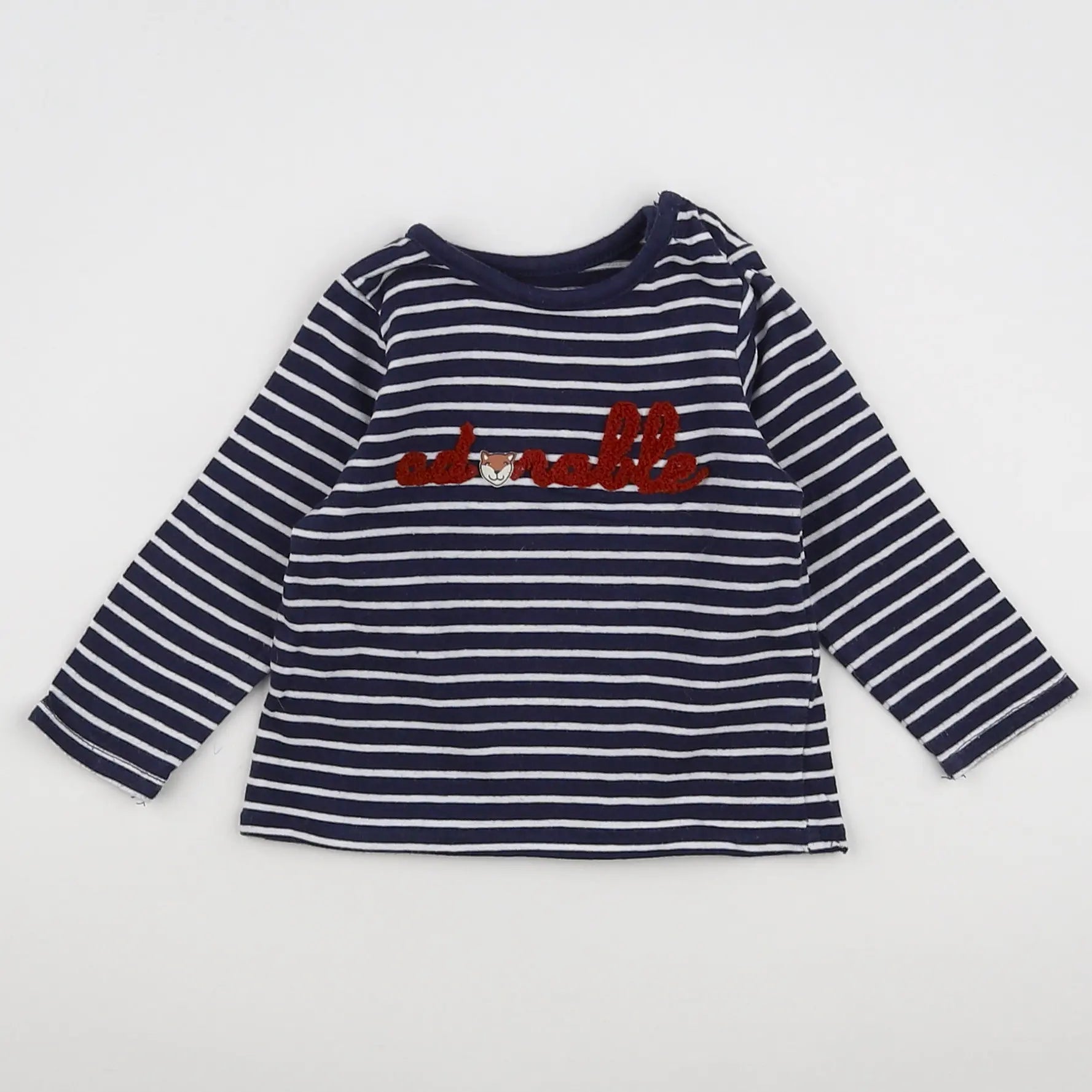 Vertbaudet - tee-shirt blanc, bleu - 6 mois