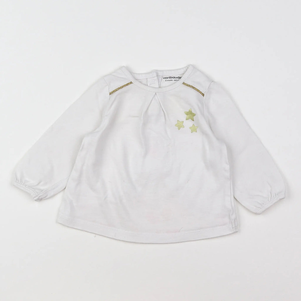 Vertbaudet - tee-shirt blanc - 3 mois