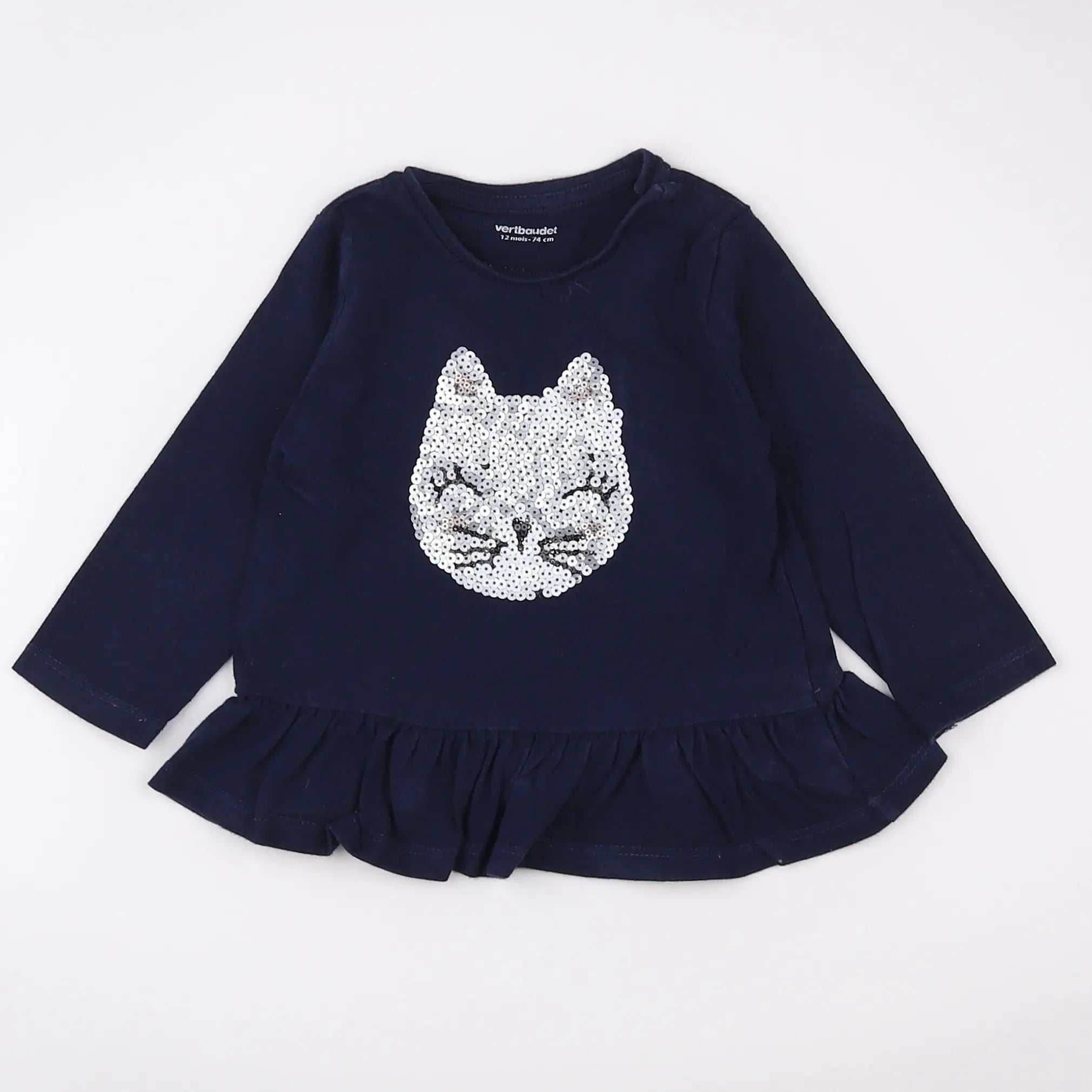 Vertbaudet - tee-shirt bleu - 12 mois