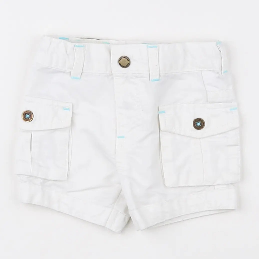 Vertbaudet - short blanc, bleu - 3 mois