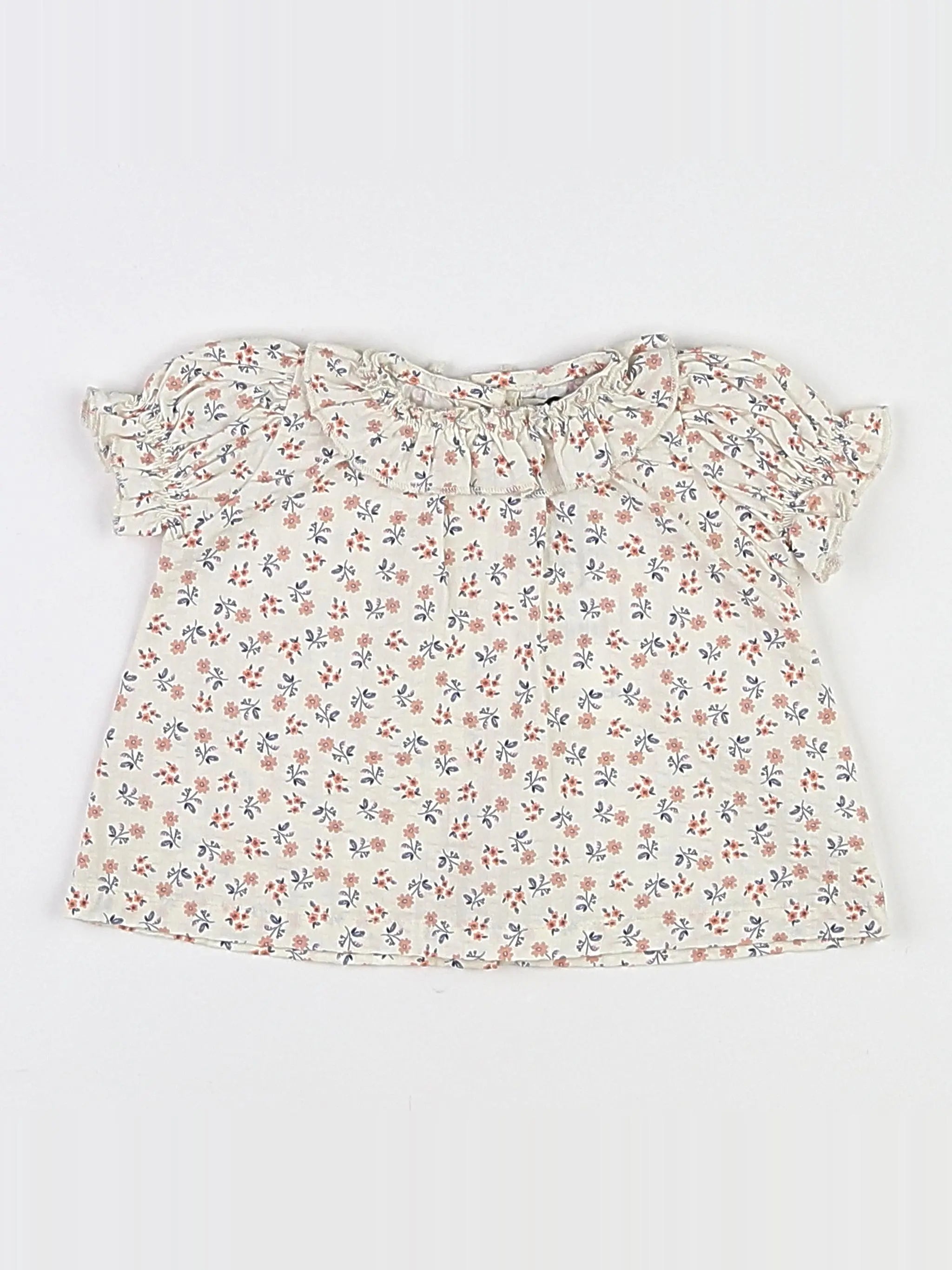 The new society - blouse beige, rose (état neuf) - 3 mois