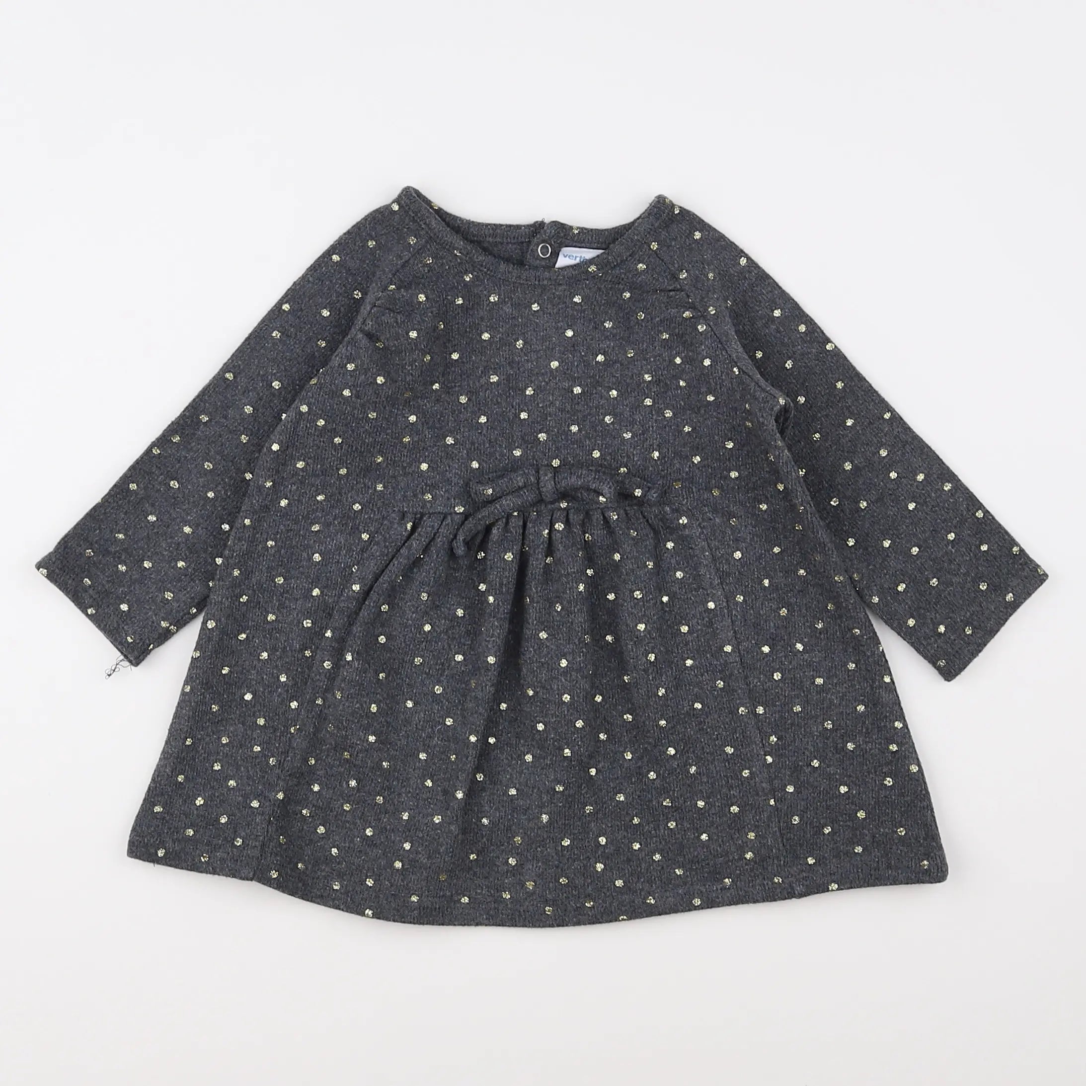 Vertbaudet - robe gris, or - 9 mois