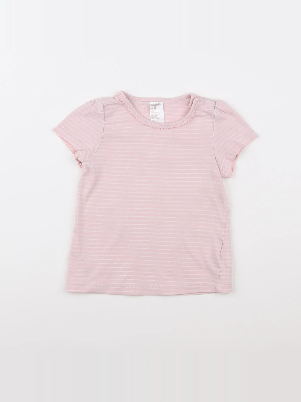 H&M - maillot de corps rose, blanc - 9/12 mois