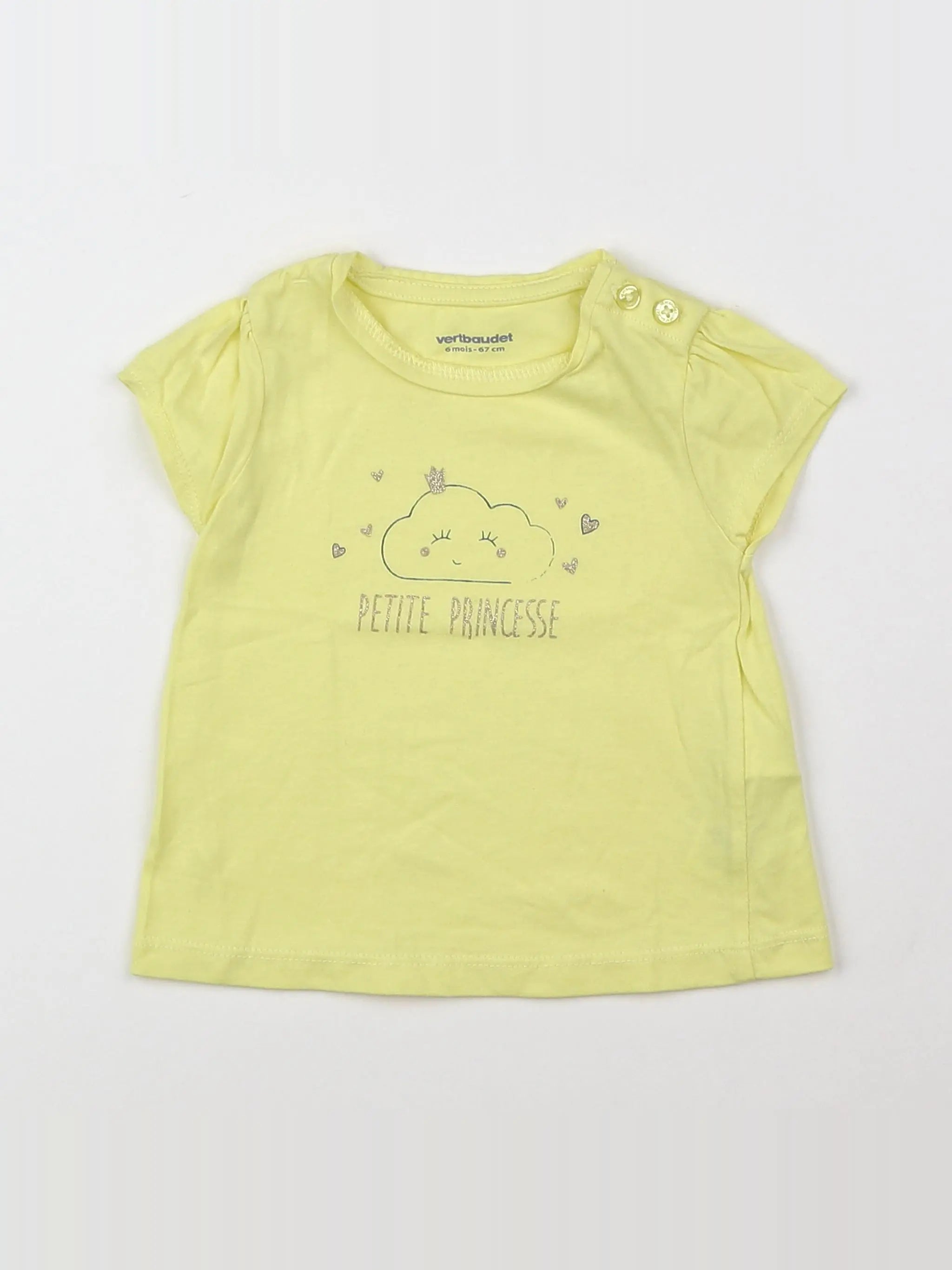 Vertbaudet - tee-shirt jaune, or - 6 mois