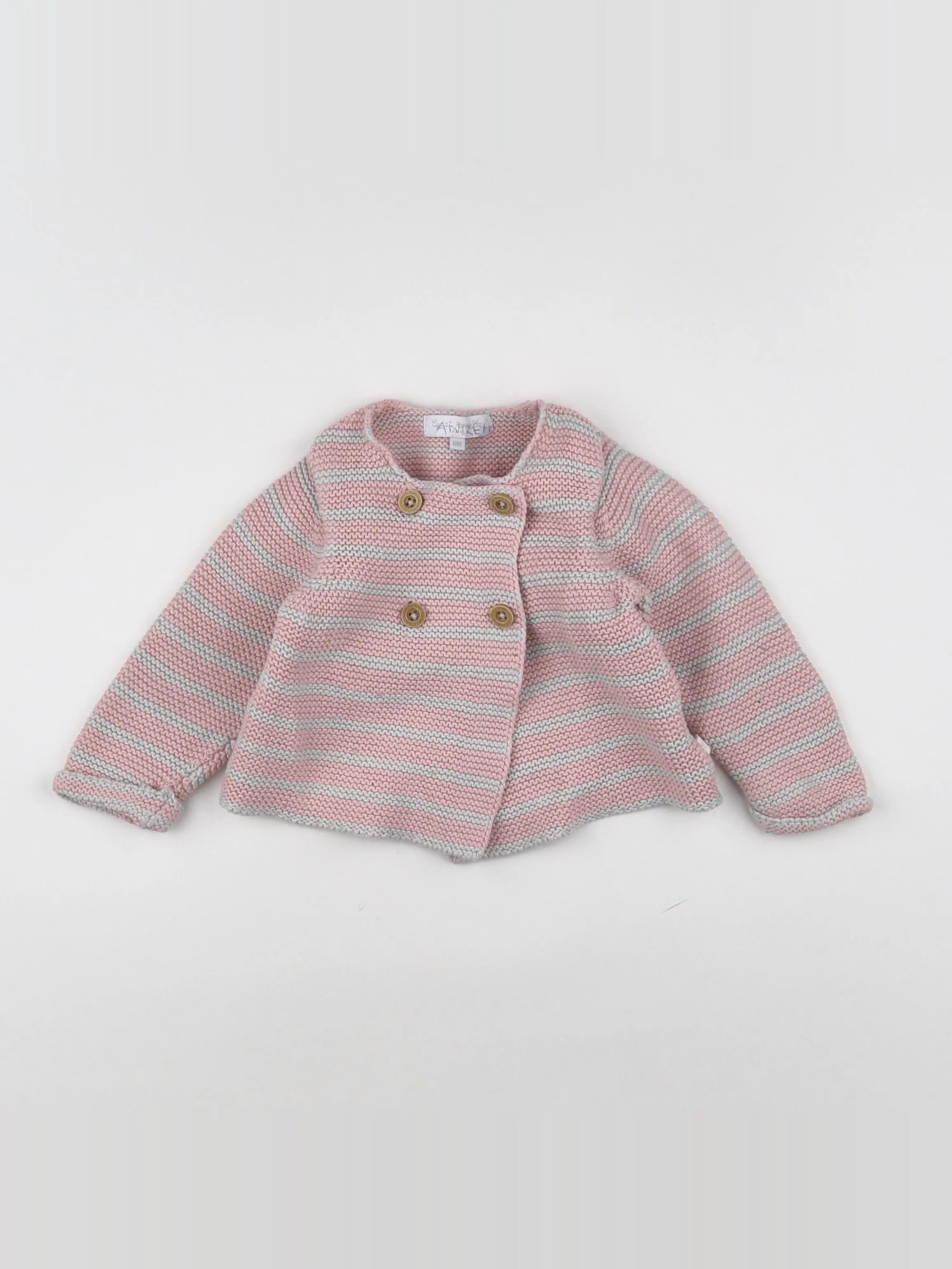 Cadet Rousselle - gilet rose, gris - 6 mois