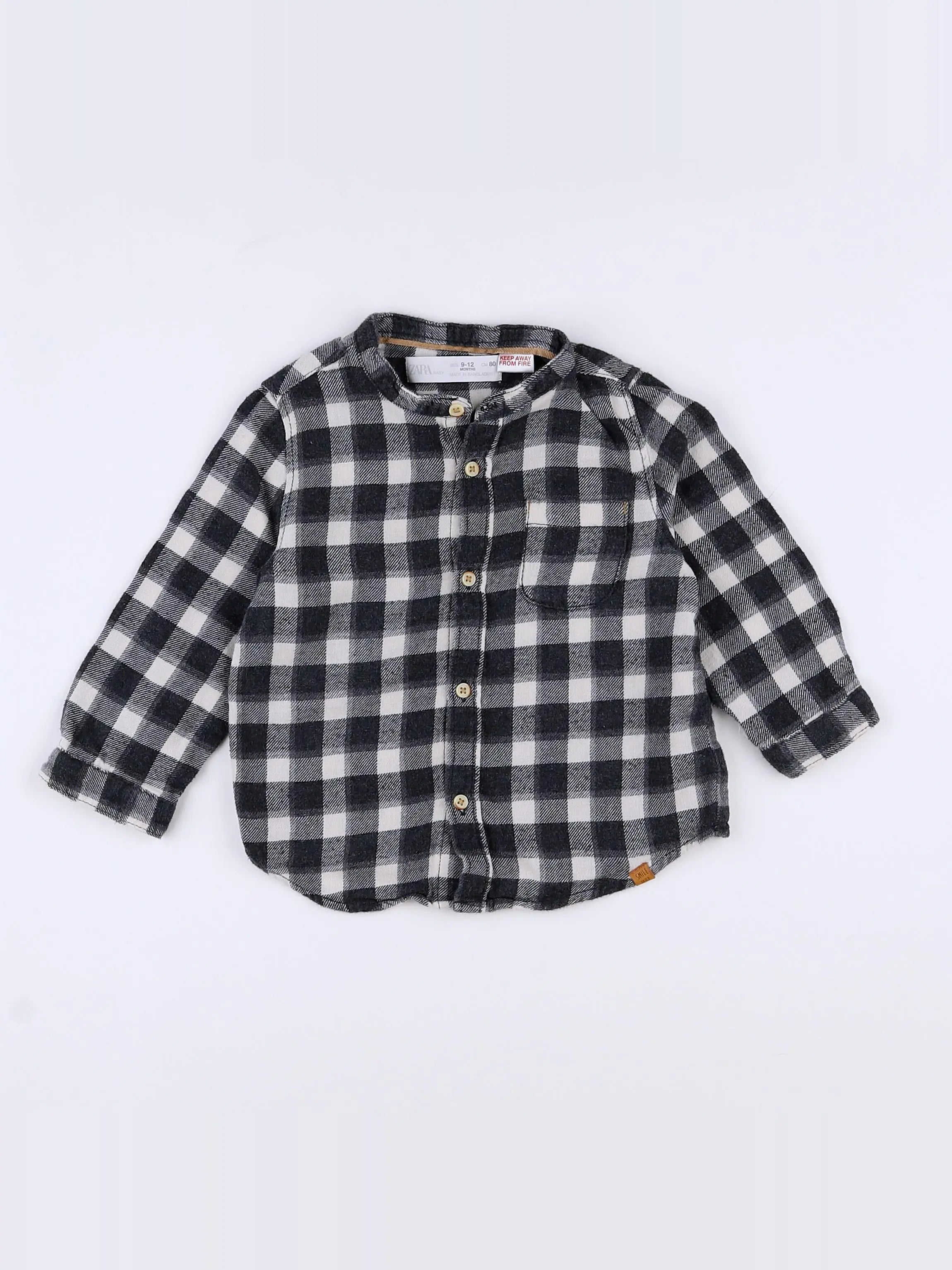 Zara - chemise blanc, gris - 9/12 mois