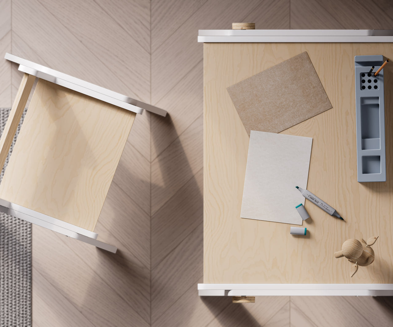 Ensemble - table et chaise évolutives pour jeunes enfants - blanche