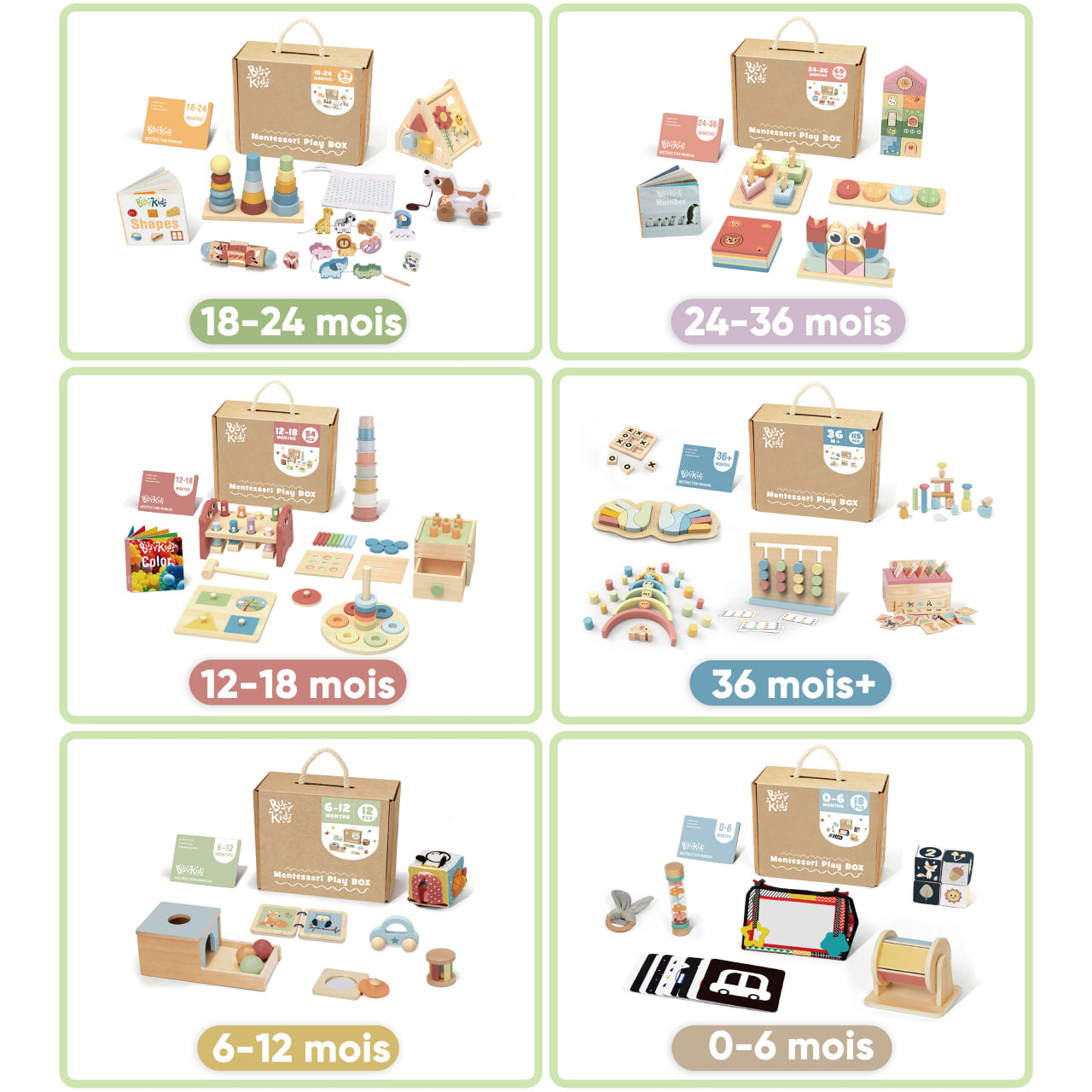 Coffret de Jeu Montessori pour les enfants de 12 à 18 mois