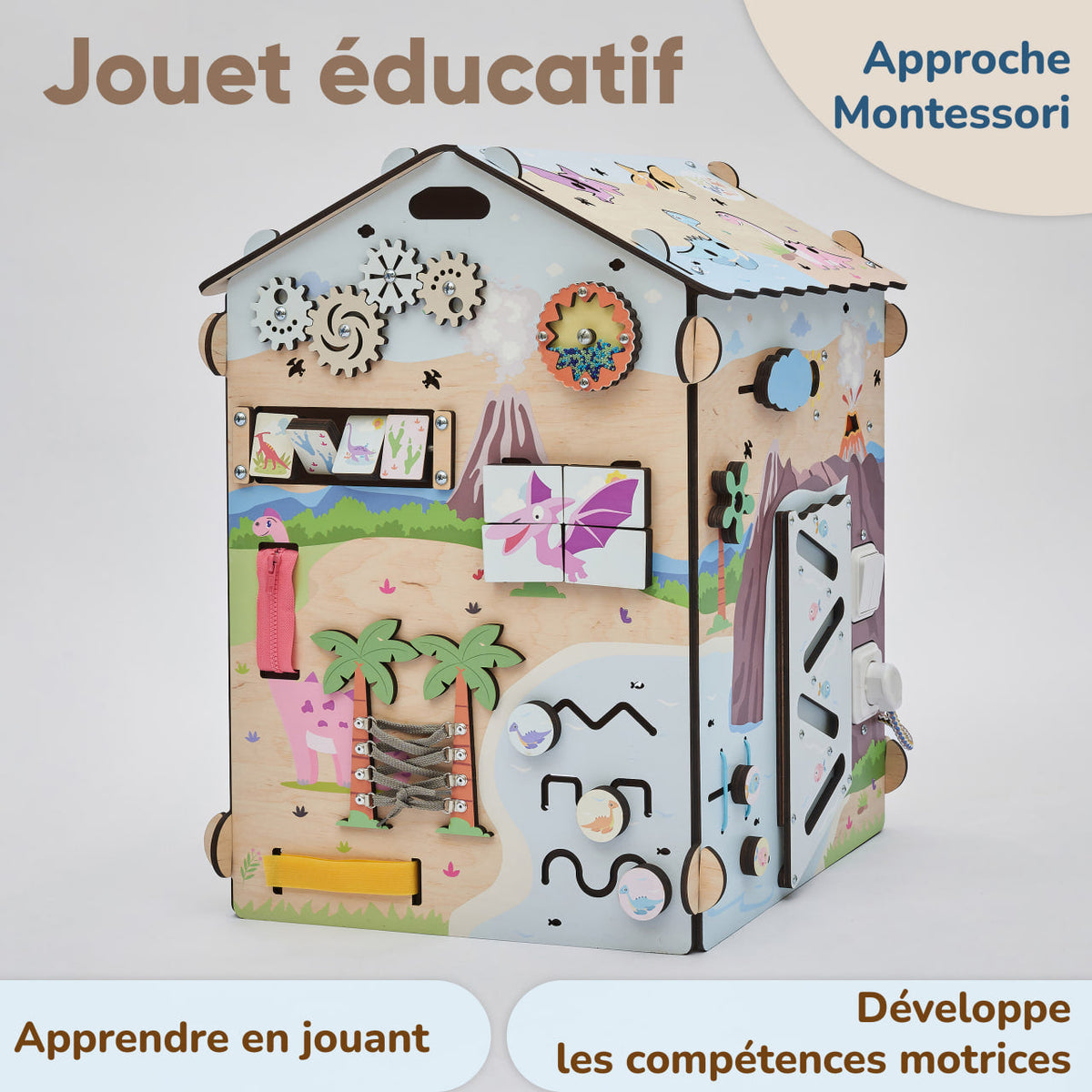 Busy board Maisonnette éducative DINO équipé d'un éclairage