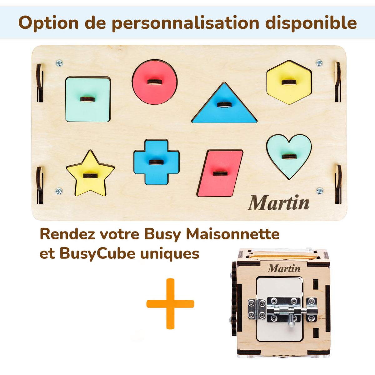 Ensemble - Busy board maisonnette natura et cube interactif