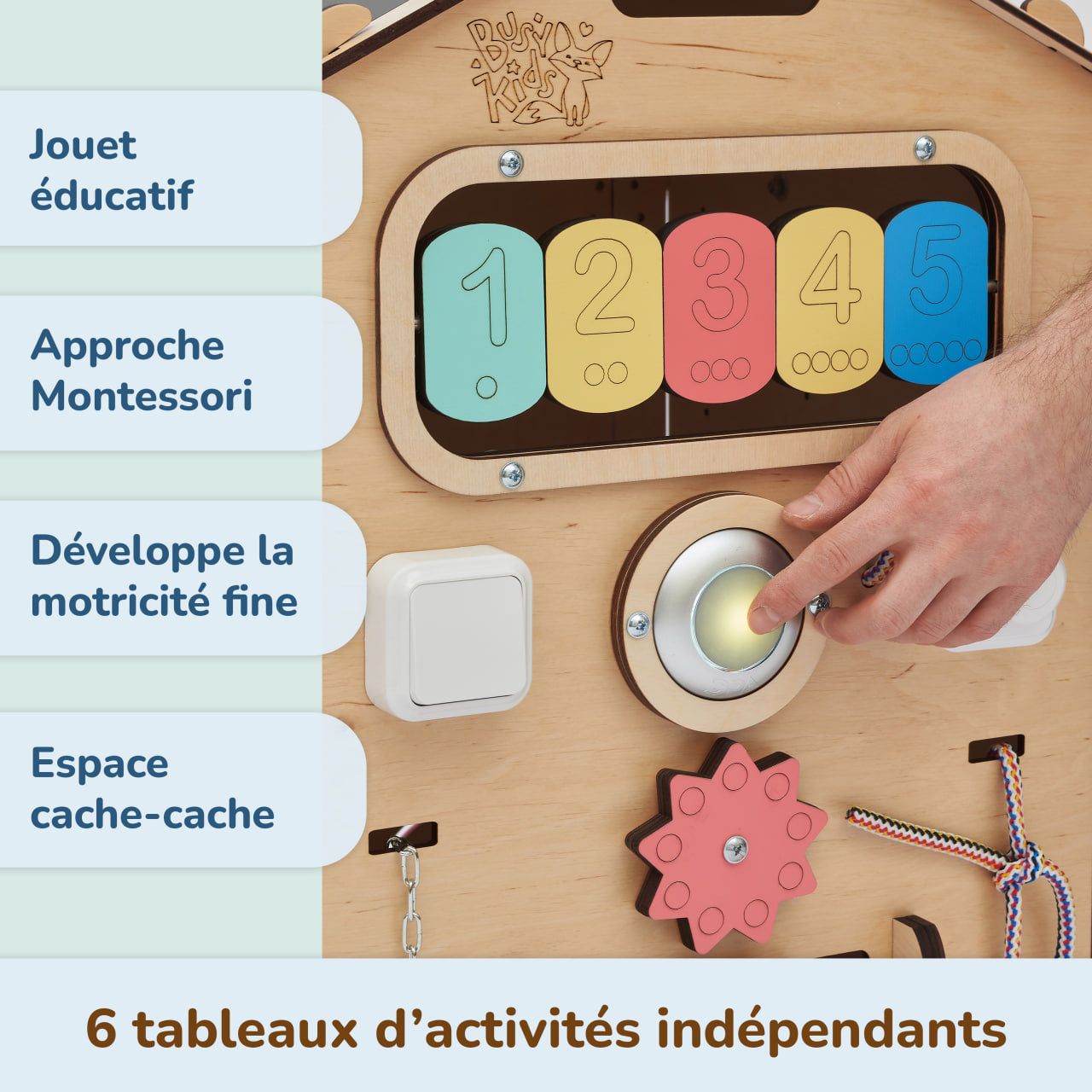 Ensemble - Busy board maisonnette natura et cube interactif