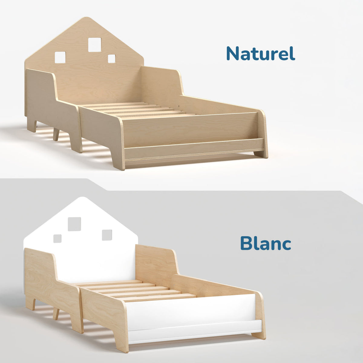 Lit extensible en forme de maison avec éclairage LED