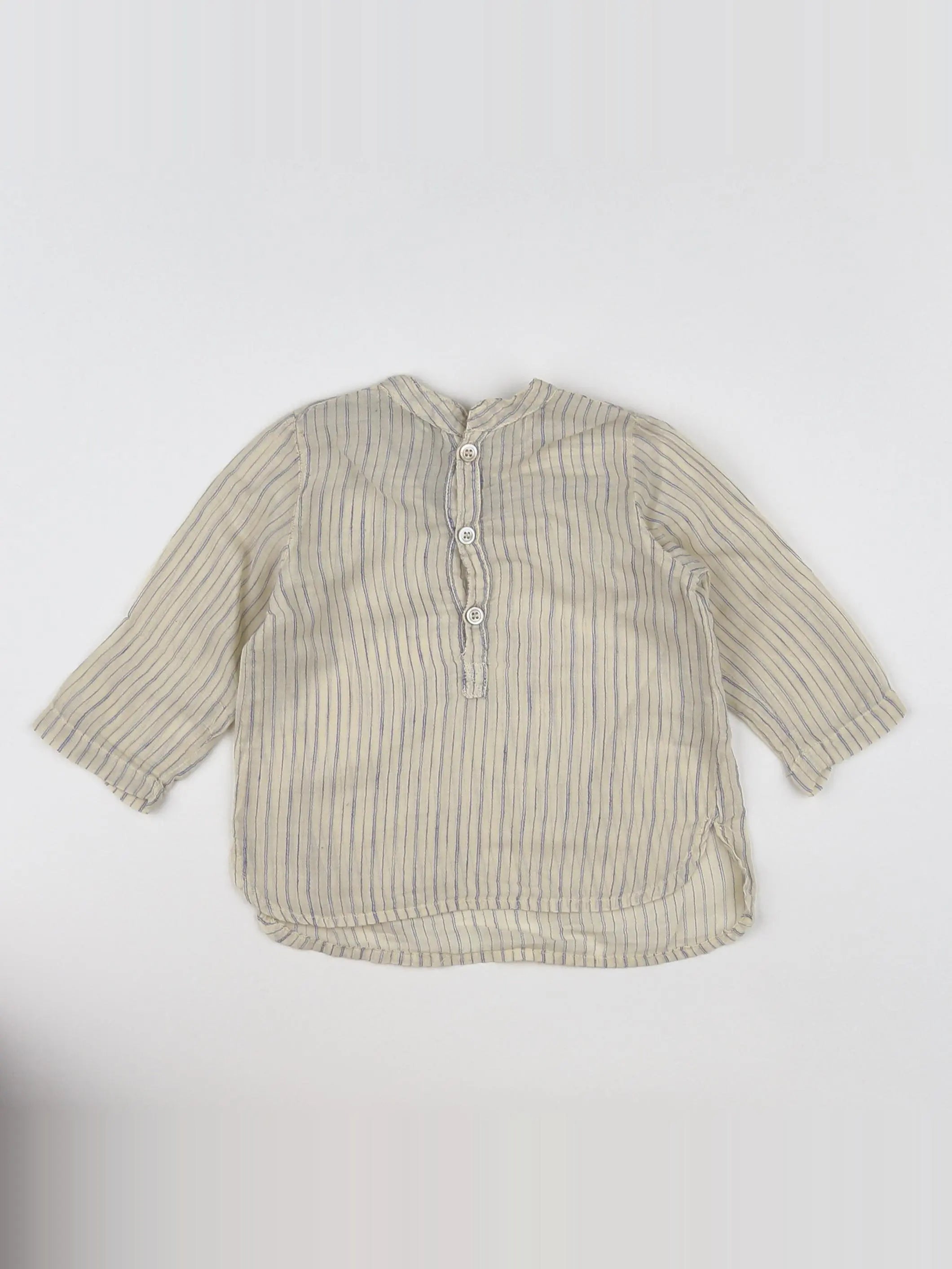 Bonton - chemise beige, bleu - 6 mois