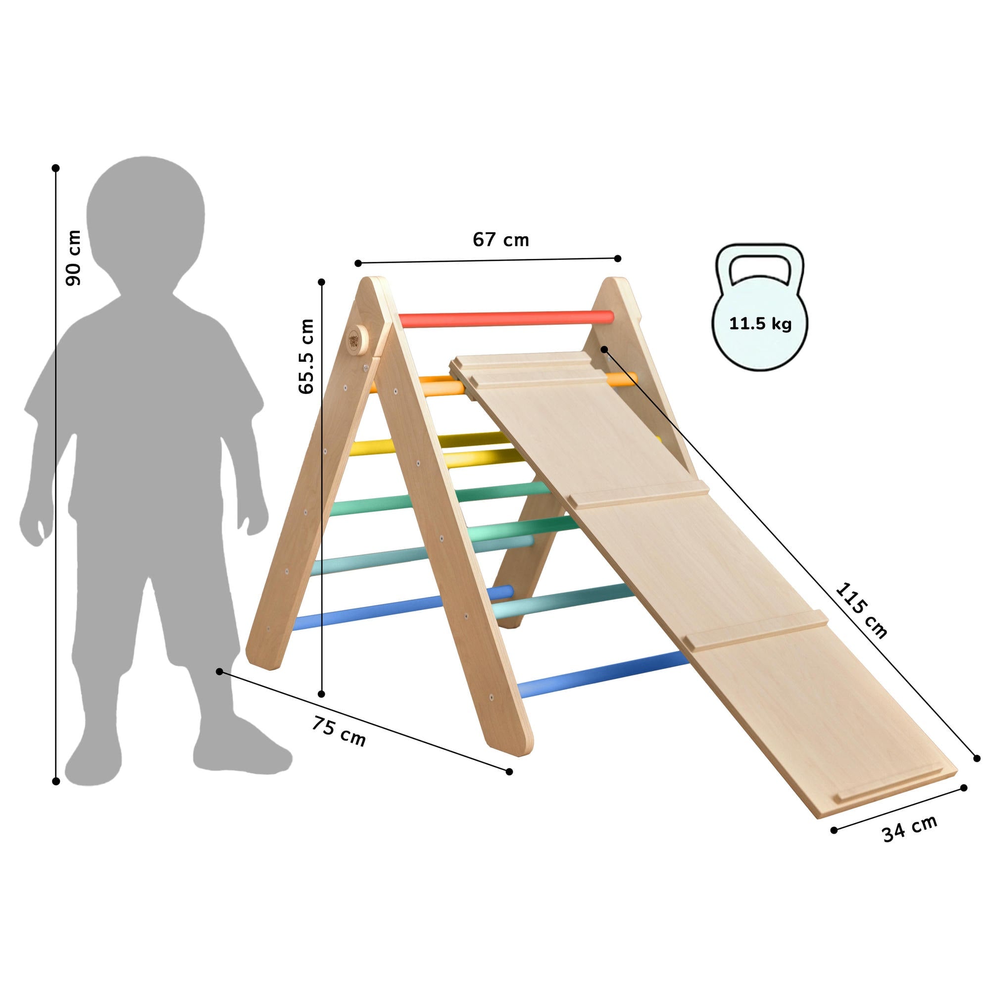 Ensemble - Triangle de Pikler et un grand toboggan à double face