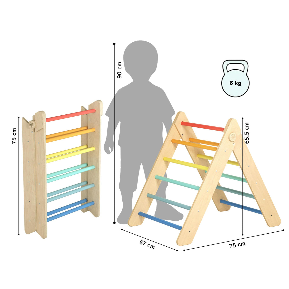 Ensemble - Triangle de Pikler et un grand toboggan à double face