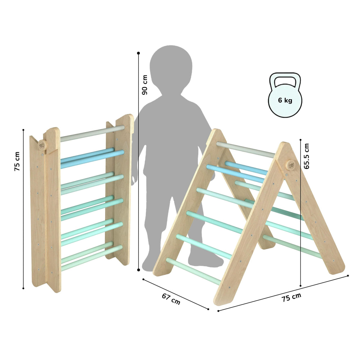 Ensemble - Triangle de Pikler et un grand toboggan à double face