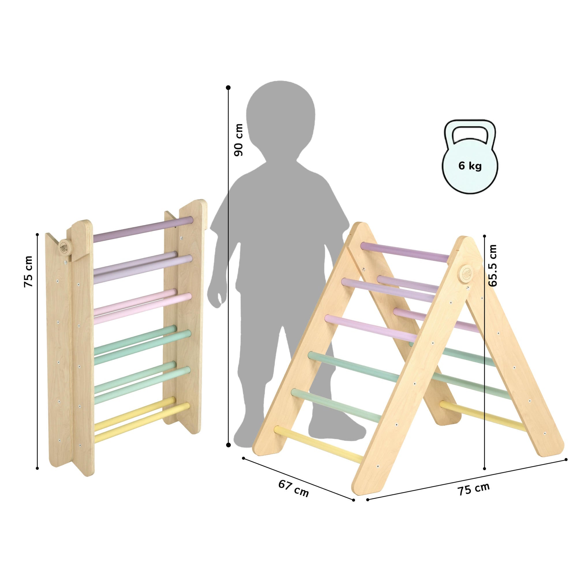 Ensemble - Triangle de Pikler et un grand toboggan à double face