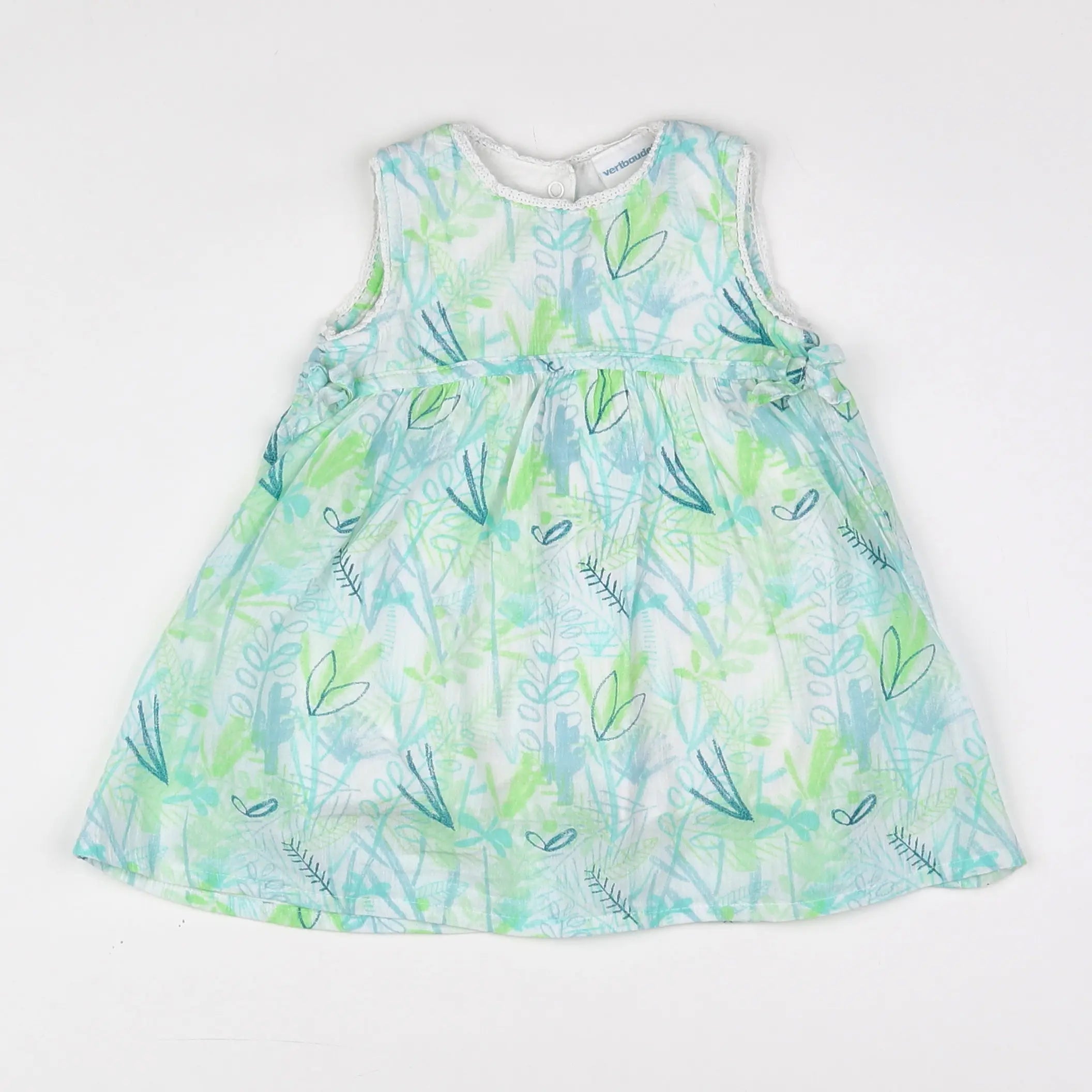 Vertbaudet - robe blanc, vert - 6 mois