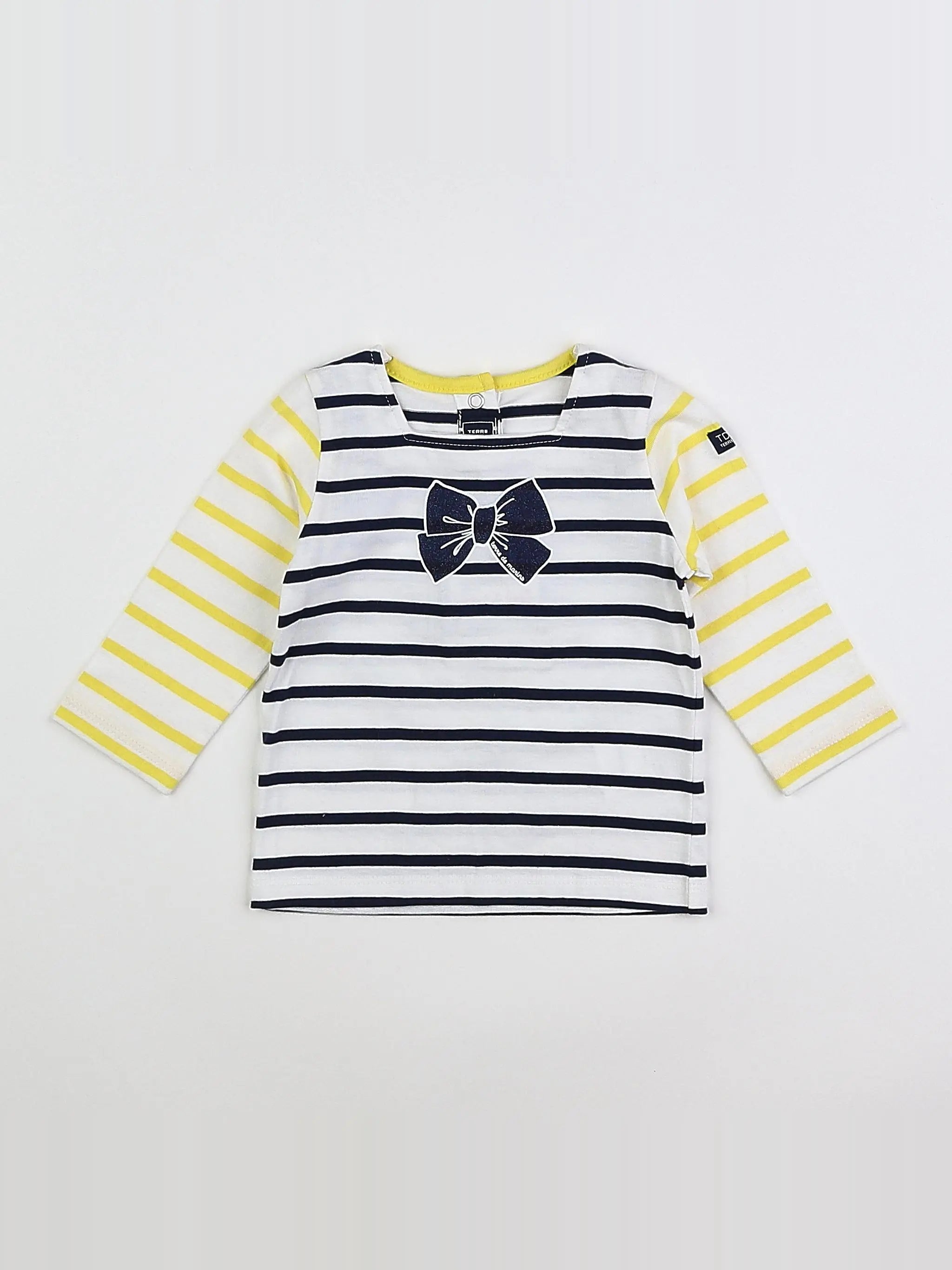 Terre de marins - tee-shirt blanc, bleu, jaune (état neuf) - 6 mois