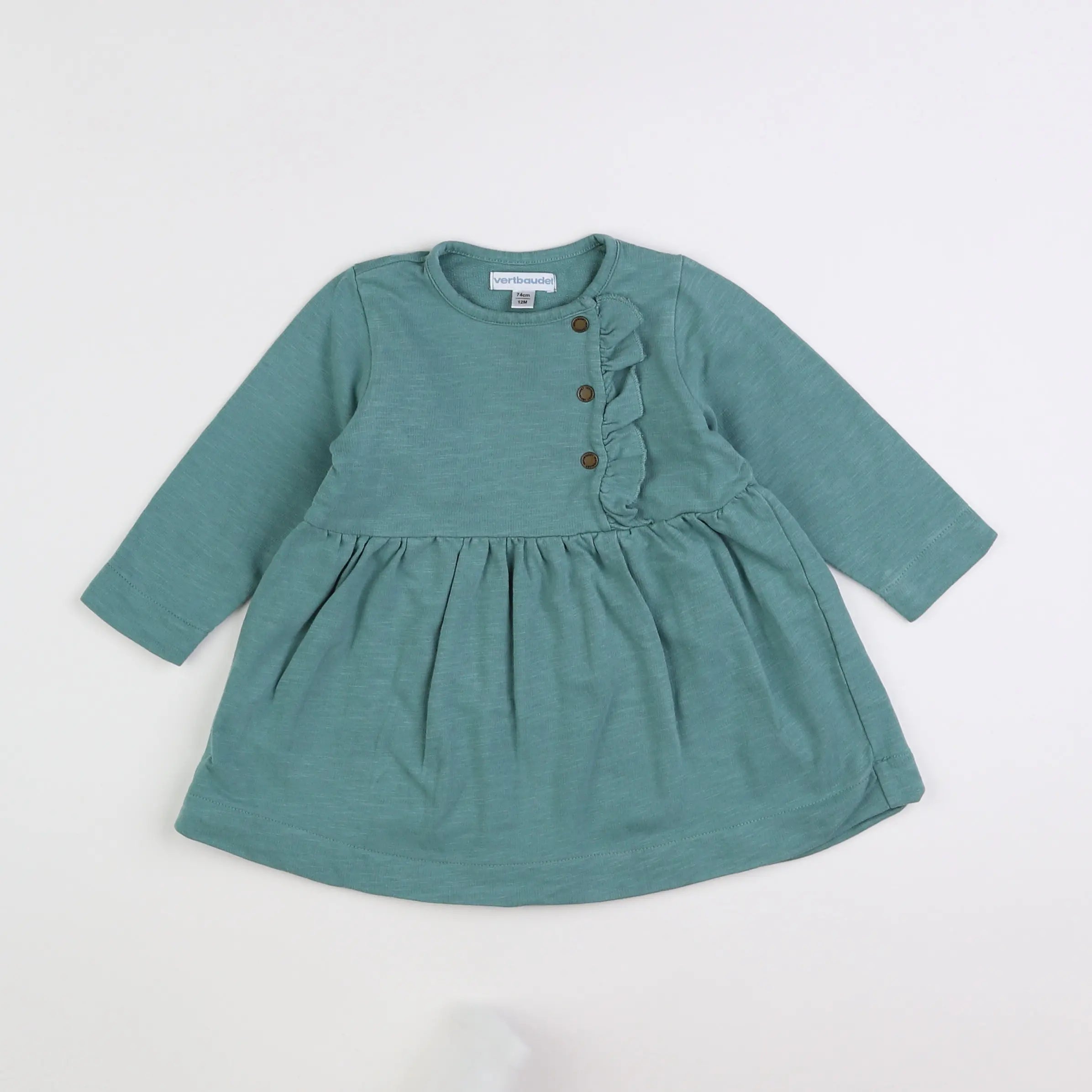 Vertbaudet - robe vert - 12 mois