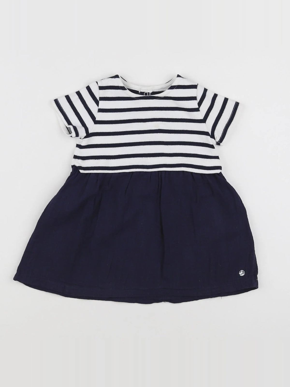 Petit Bateau - robe blanc, bleu - 12 mois