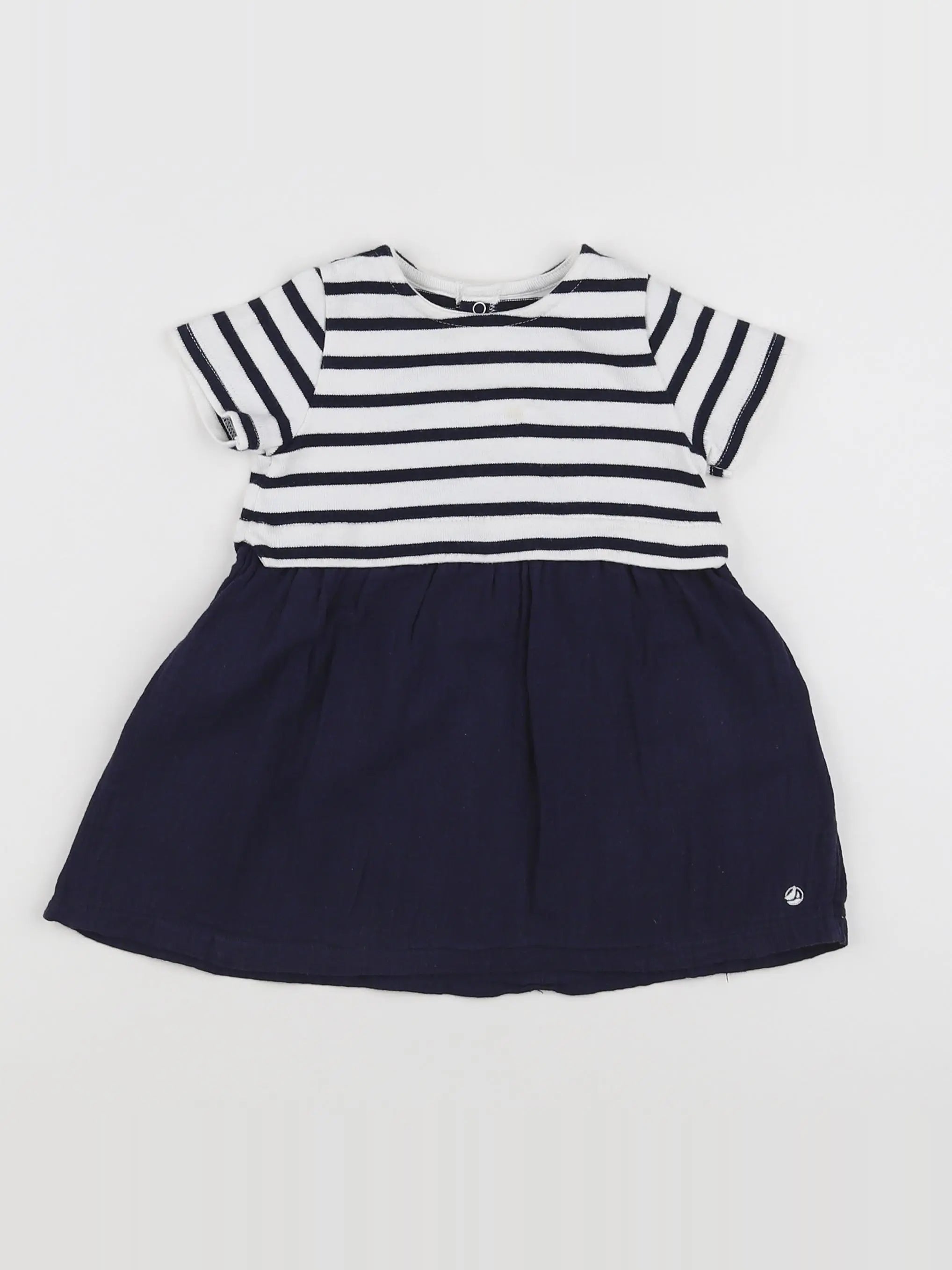 Petit Bateau - robe blanc, bleu - 12 mois