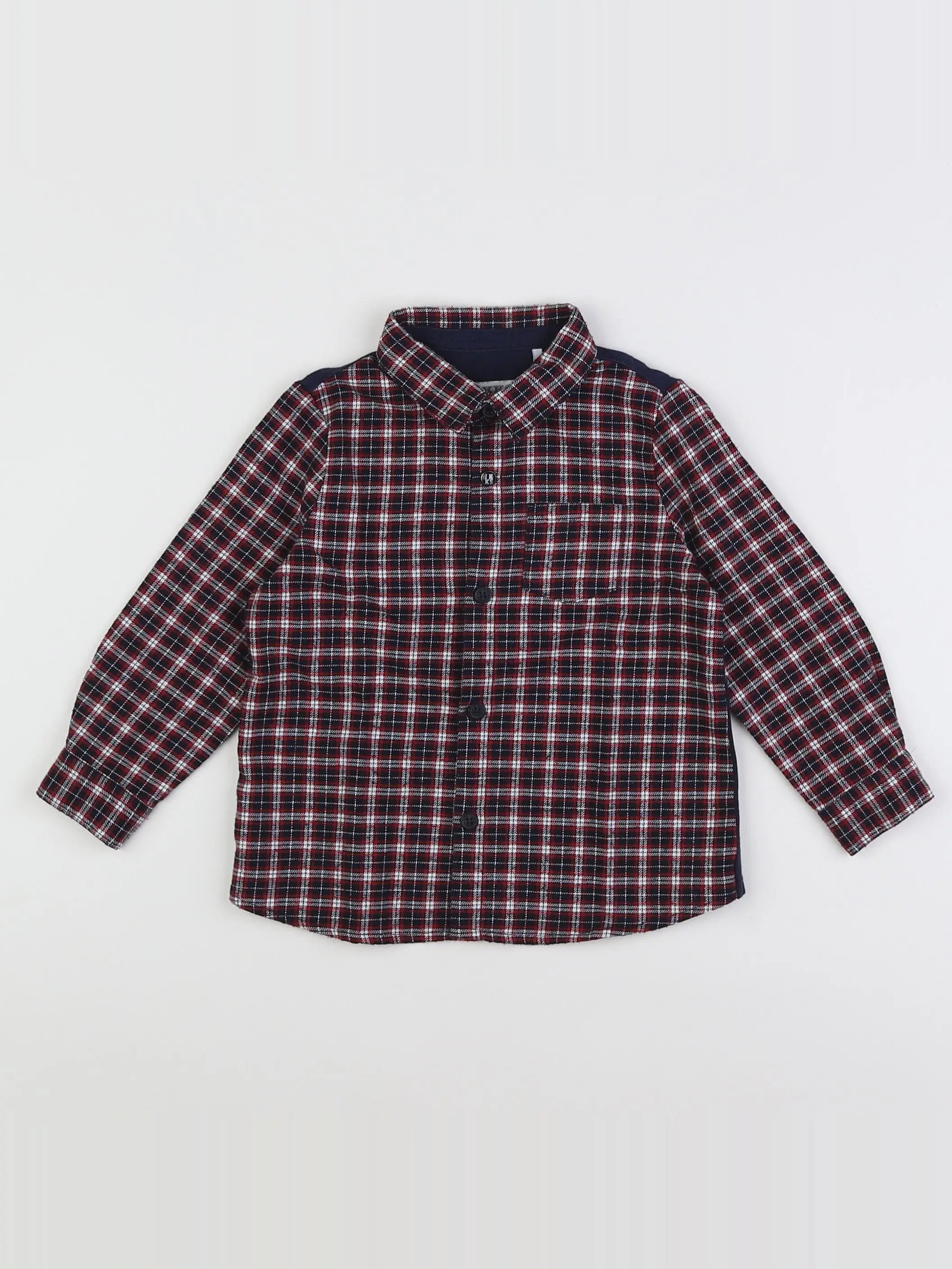 IKKS - chemise rouge, bleu - 18 mois