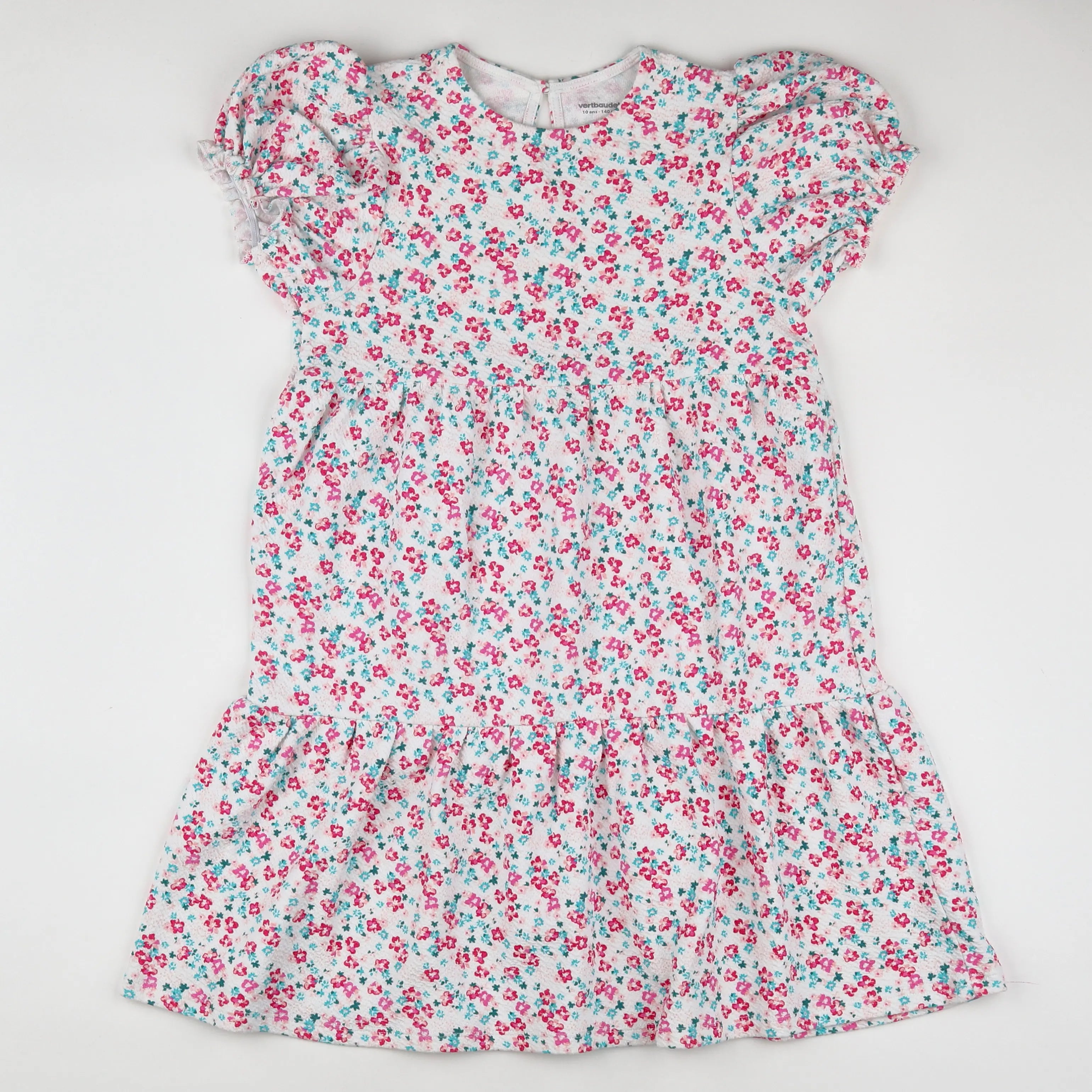 Vertbaudet - robe blanc, rose - 10 ans