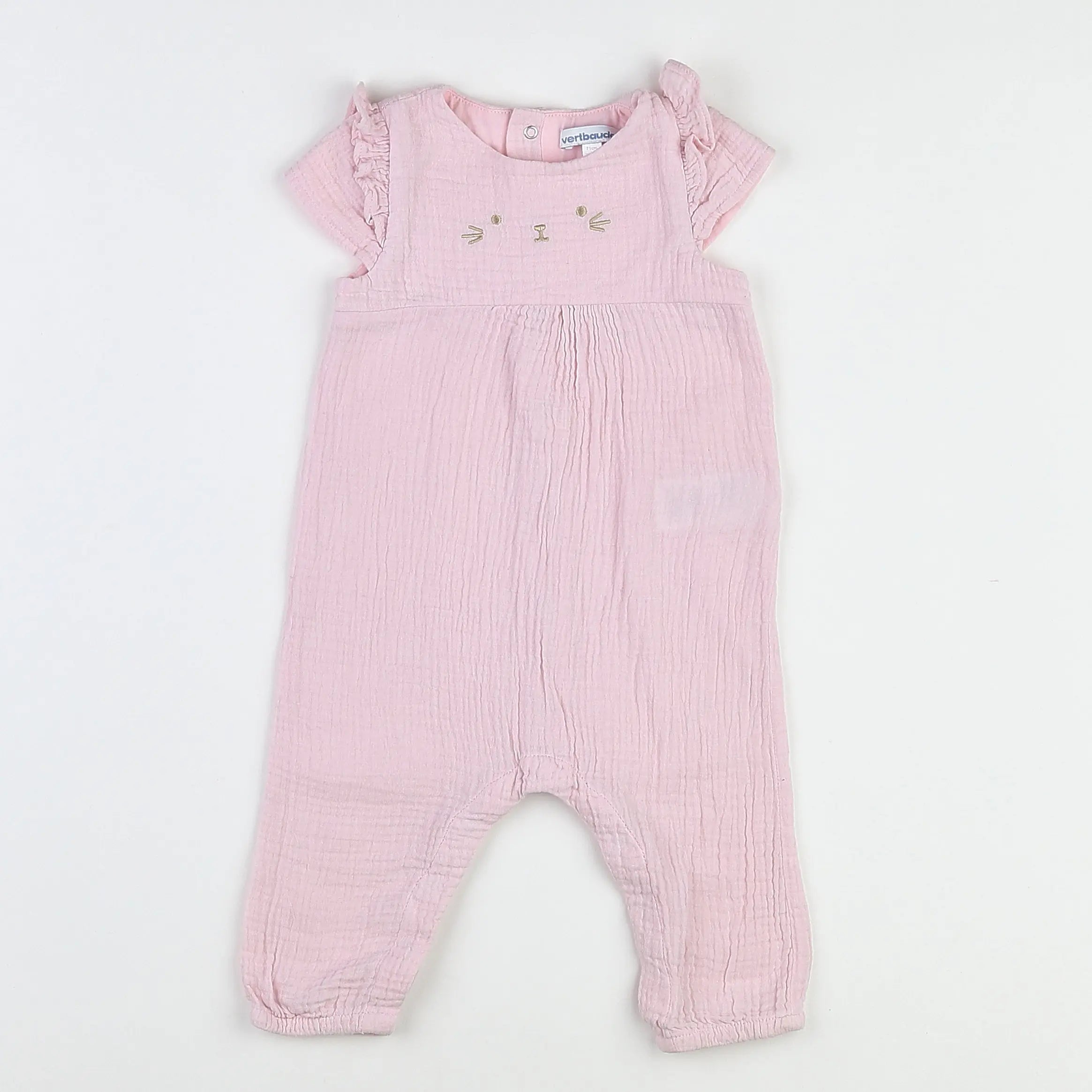 Vertbaudet - combinaison rose - 9 mois